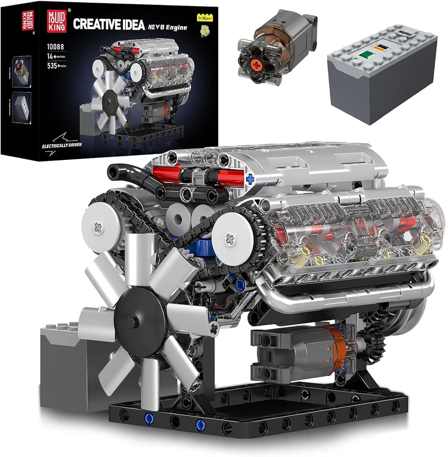 Mould King V8 Engine Building Blocks Sets, MOC Scale Model Kit with Battery and Motor (535 Pcs) - Image 2