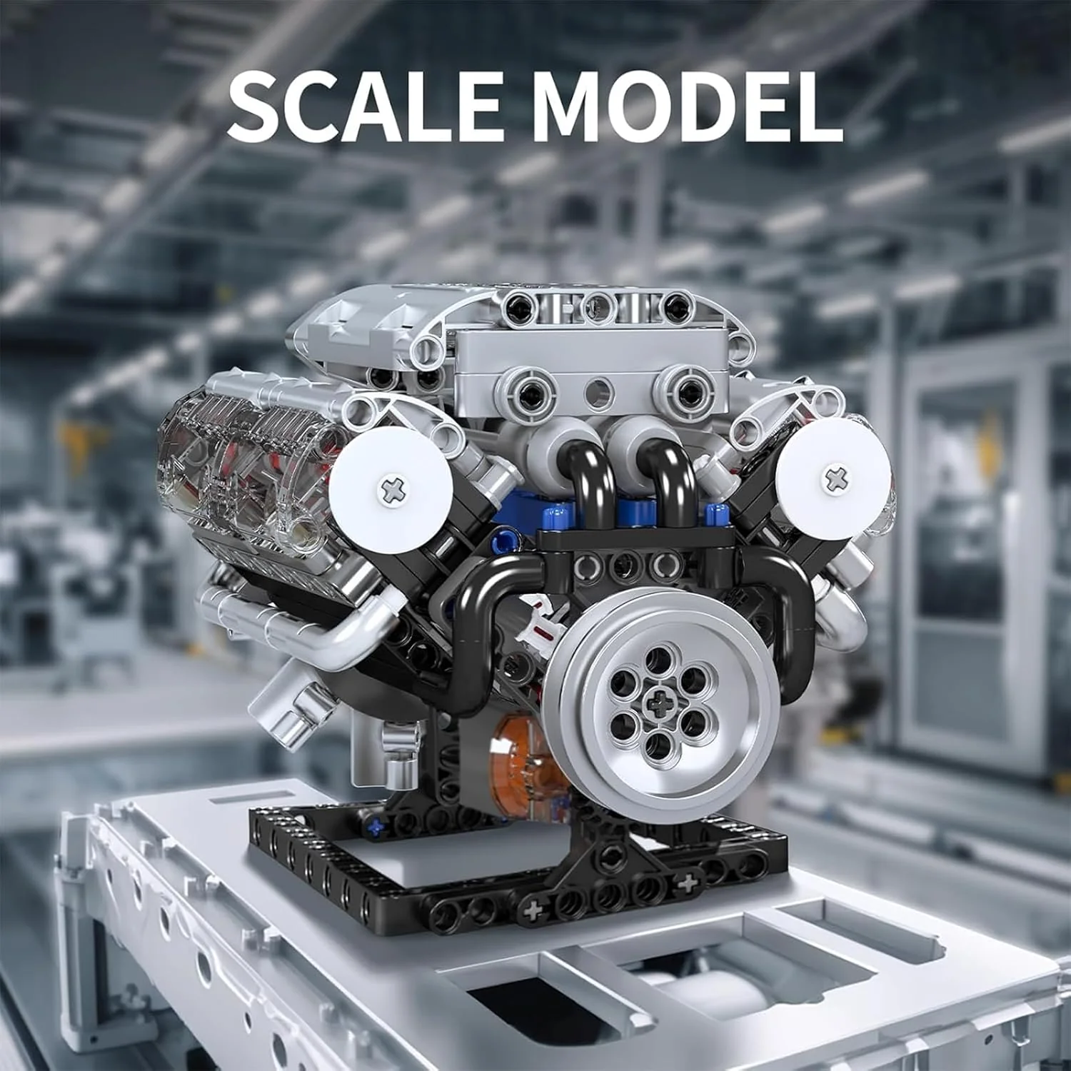 Mould King V8 Engine Building Blocks Sets, MOC Scale Model Kit with Battery and Motor (535 Pcs) - Image 4