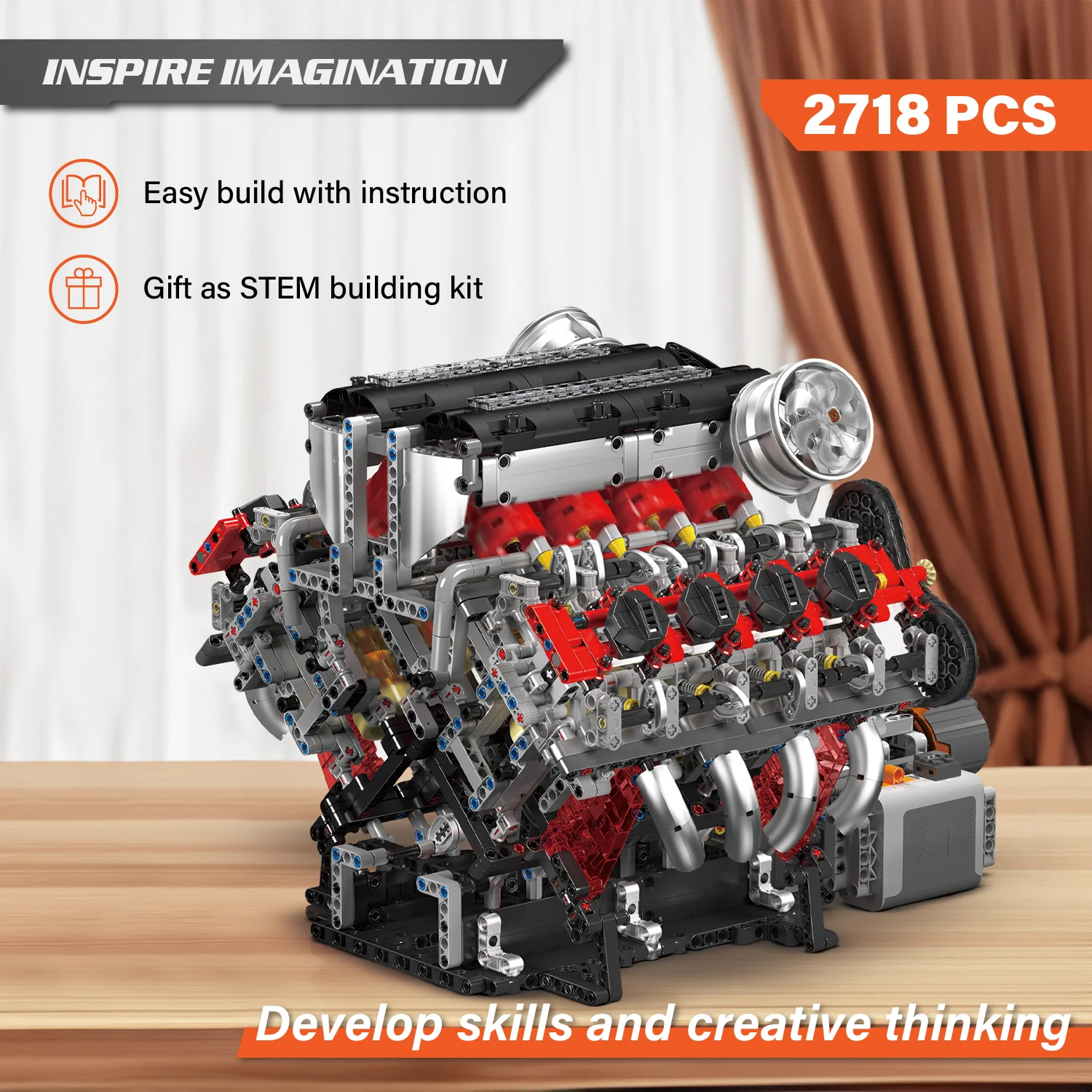 Mould King F488 3.9L V8 Engine - 2718Pcs - Image 7