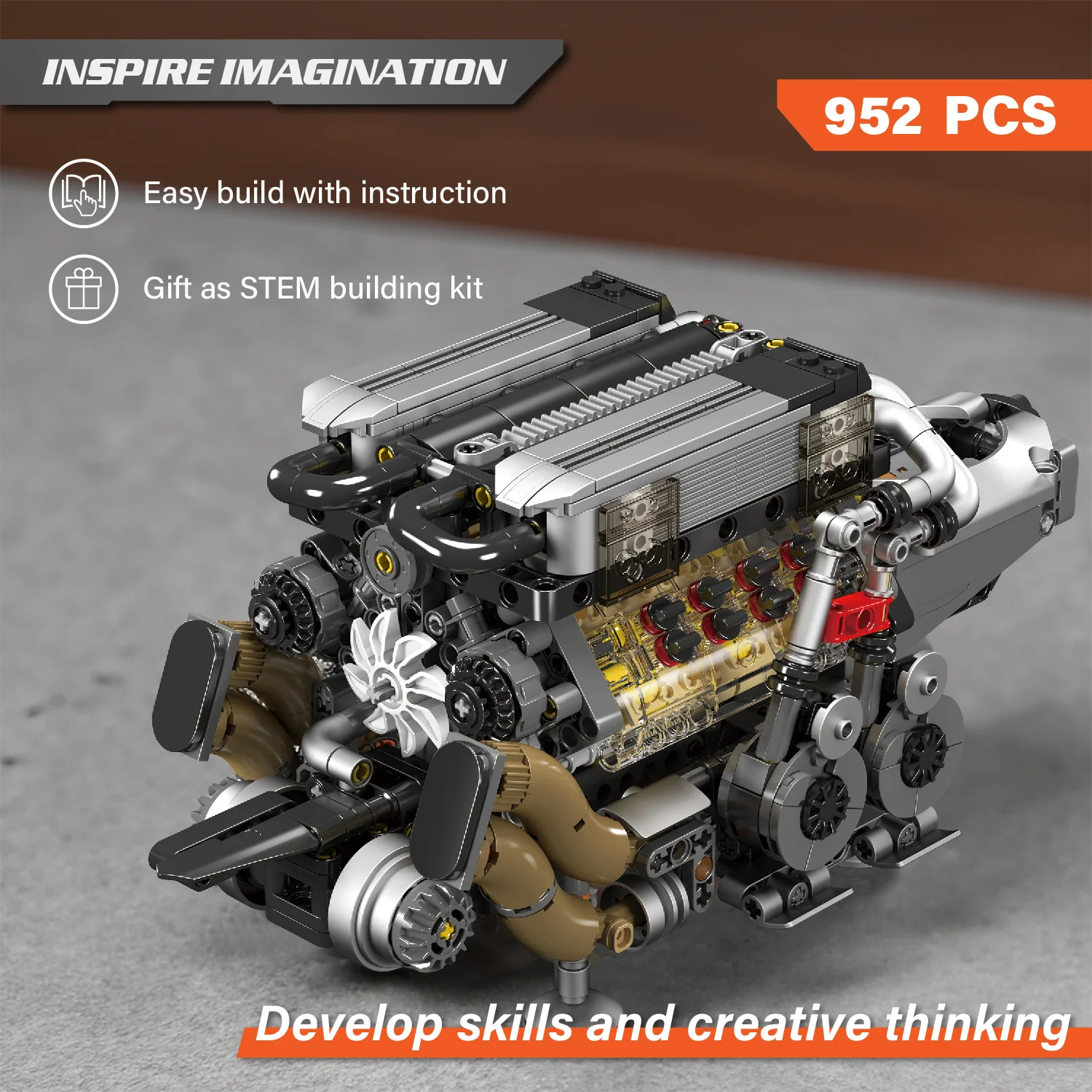 Mould King W16 Engine Building Blocks Sets (952 Pcs)- 16-Cylinder Car Engine Building Engineering Toys - Image 3