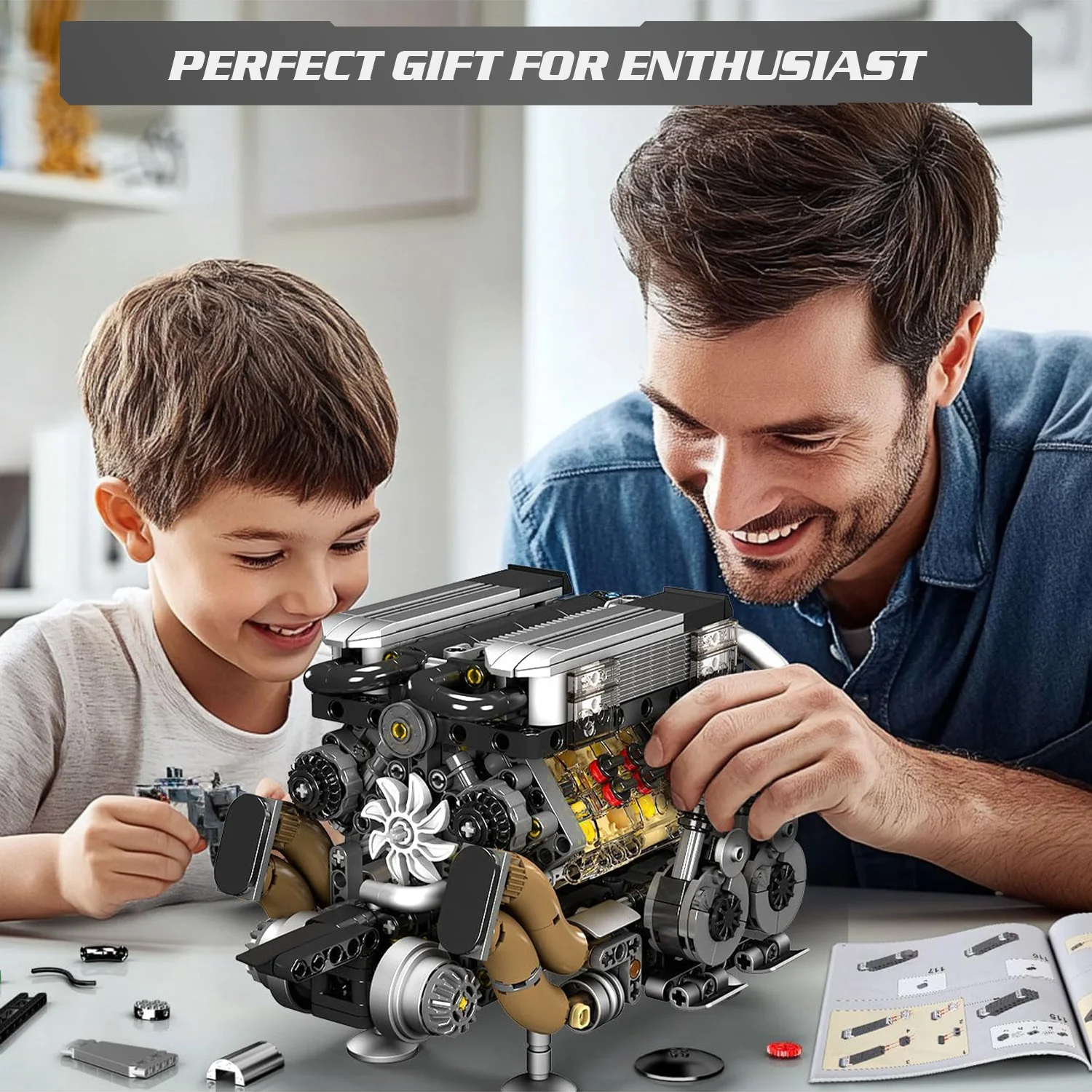 Mould King W16 Engine Building Blocks Sets (952 Pcs)- 16-Cylinder Car Engine Building Engineering Toys - Image 4