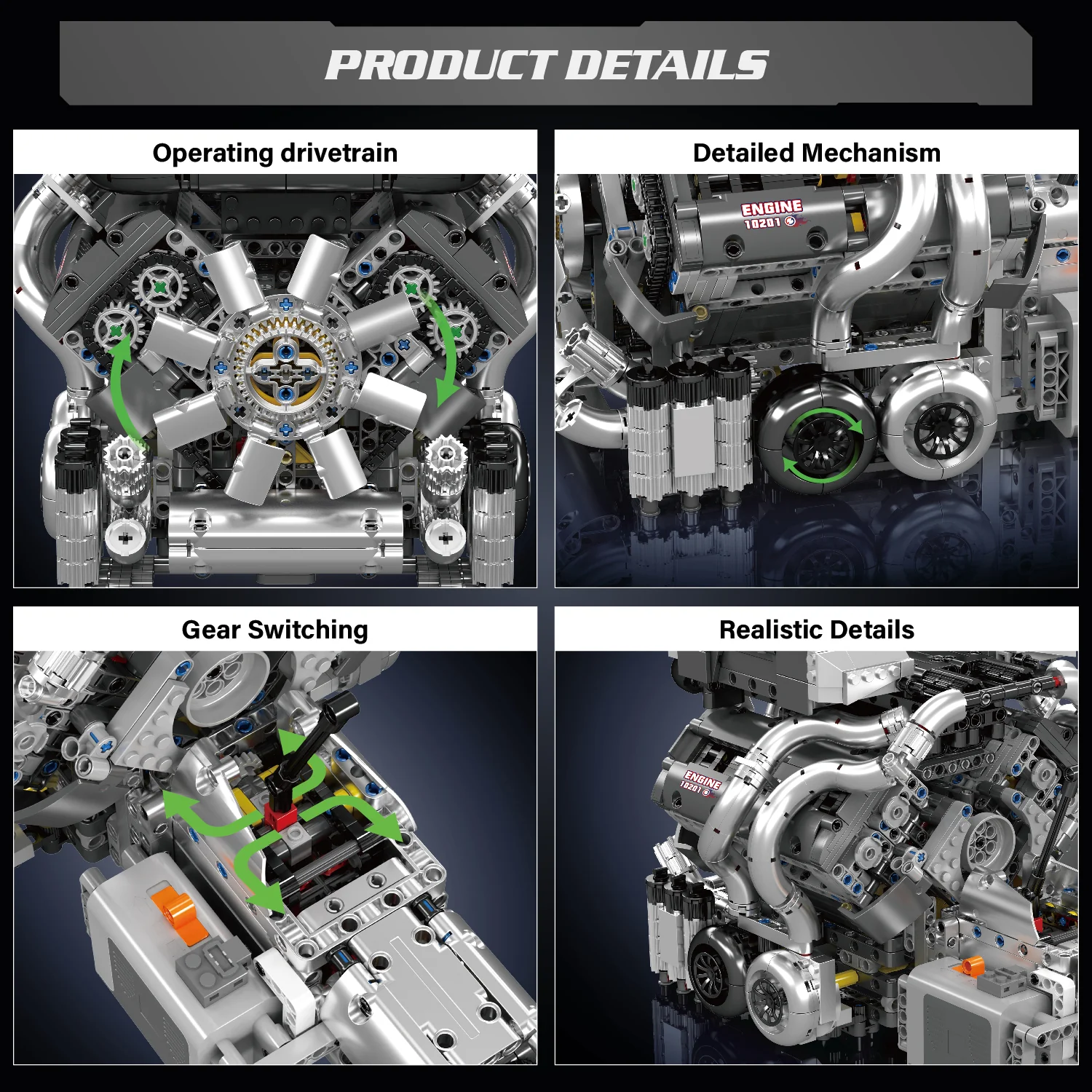 Mould King 8.0L W16 Quad Turbo Engine - 2024Pcs - Image 10