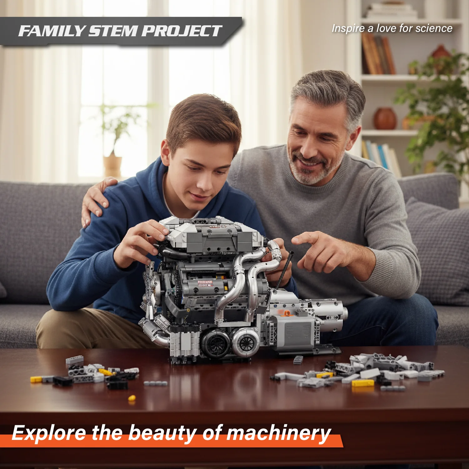 Mould King 8.0L W16 Quad Turbo Engine - 2024Pcs - Image 5
