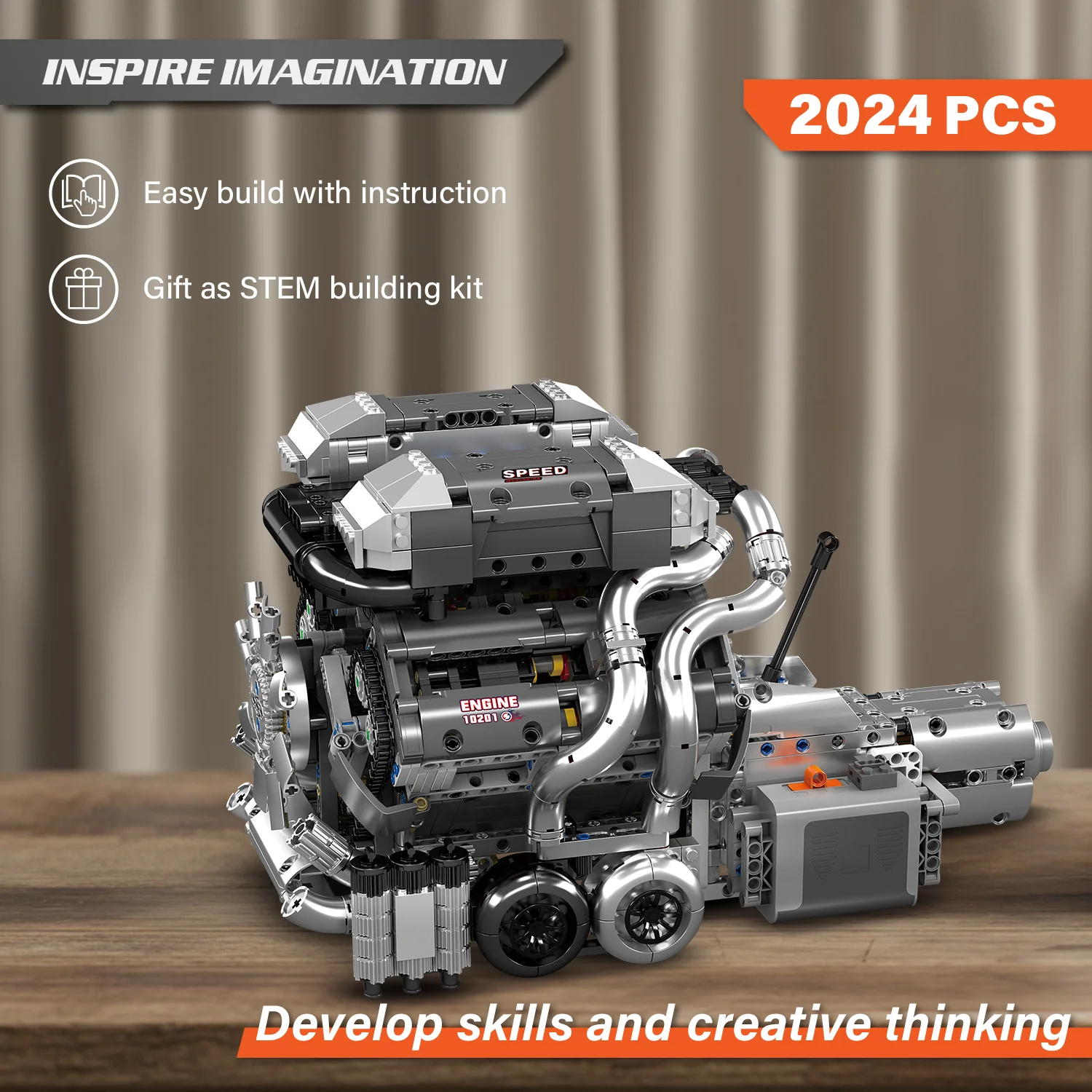 Mould King 8.0L W16 Quad Turbo Engine - 2024Pcs - Image 6