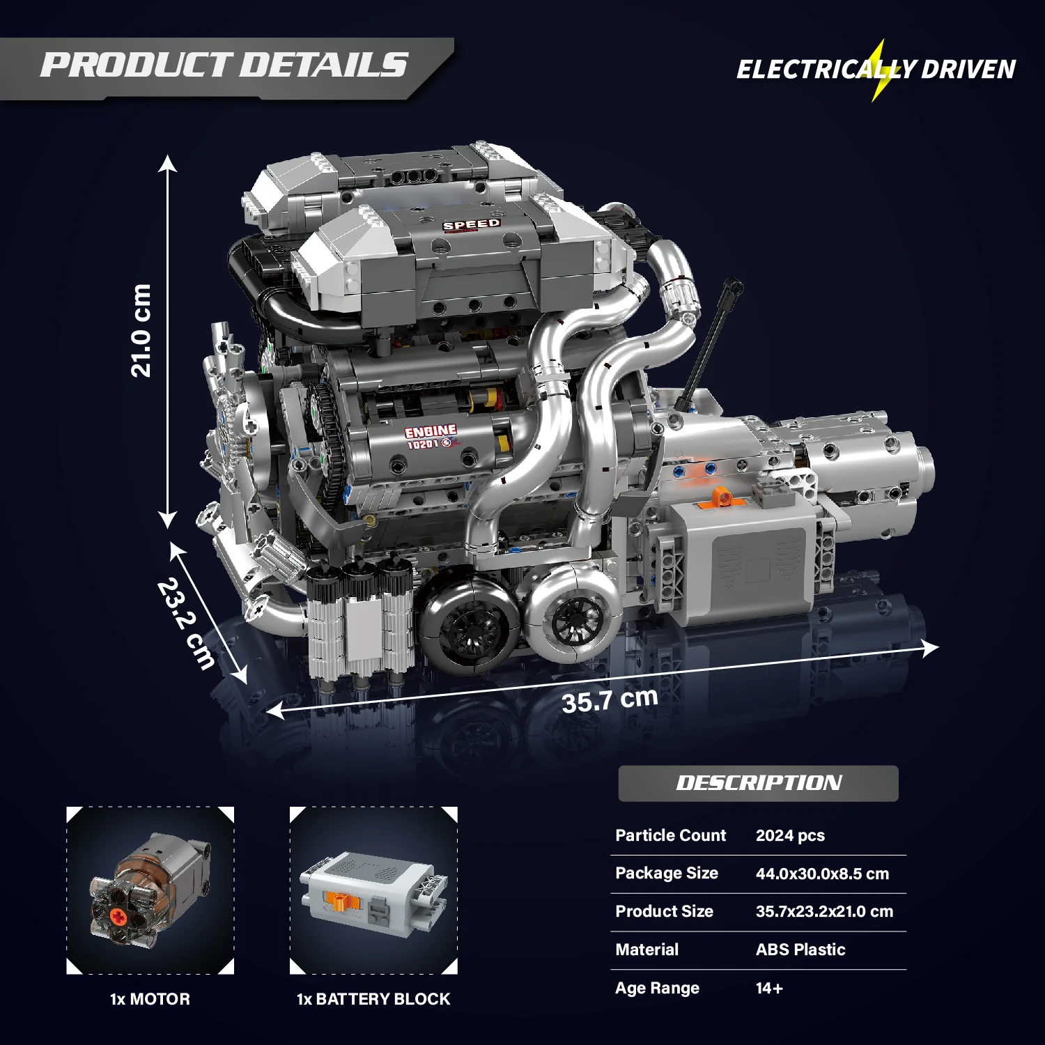 Mould King 8.0L W16 Quad Turbo Engine - 2024Pcs - Image 9