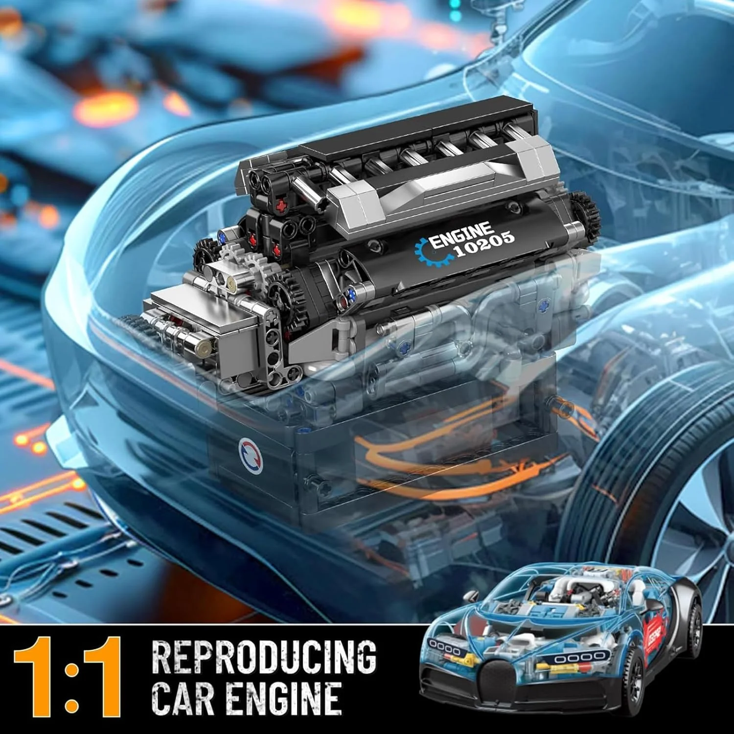 Mould King V12 Engine Building Blocks Luxury Car Engine Model kit 12-Cylinder Engine Building Engineering Toys for Adults (733+PCS) - Image 4