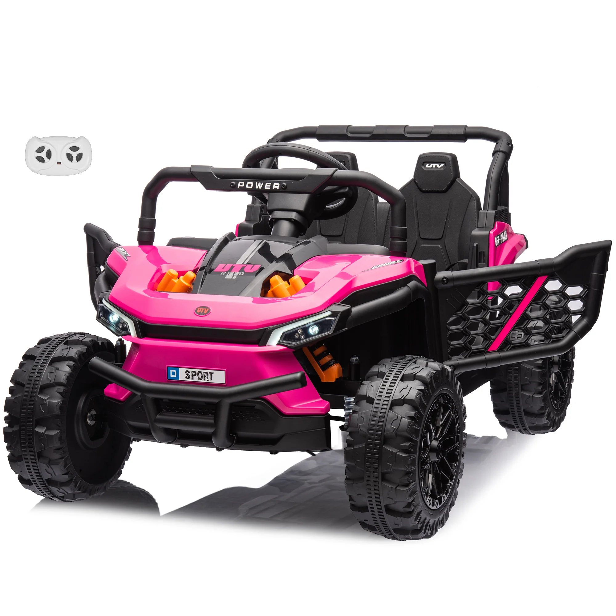12V 2WD UTV Buggy 1 Seater Ride-On Car with Parental Remote Control, Working Doors and LED Lights