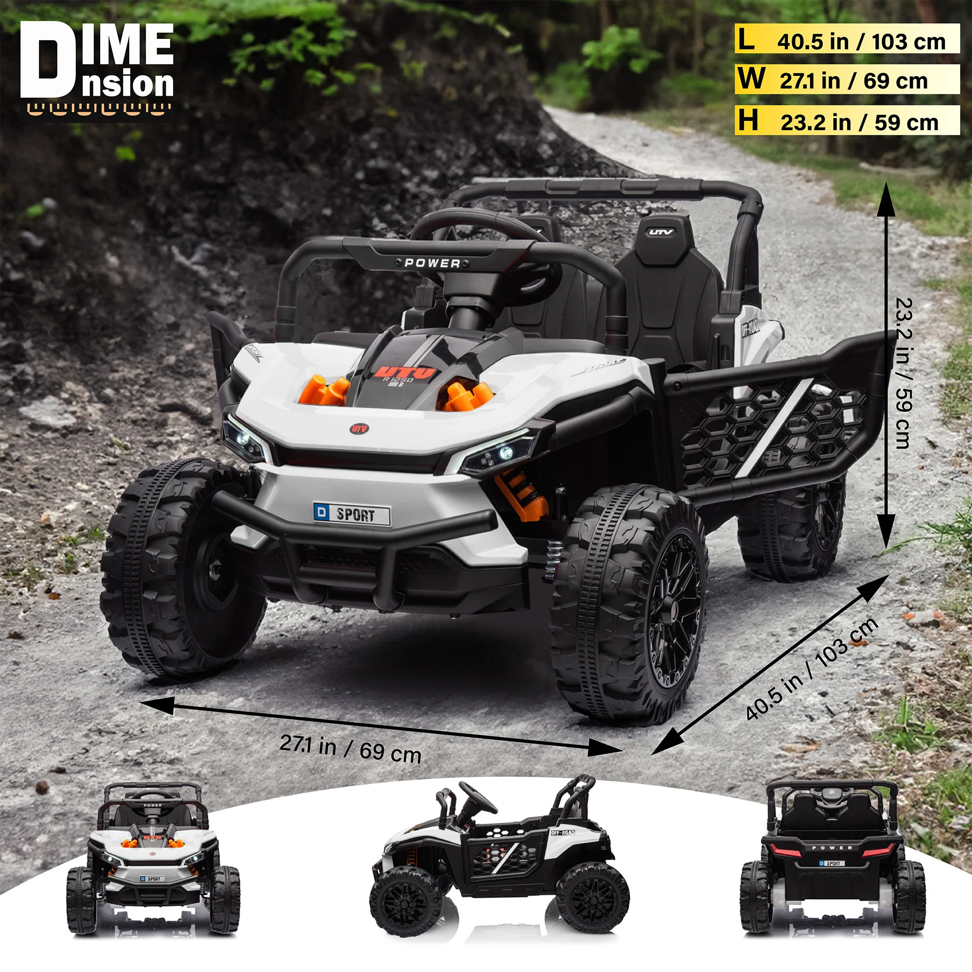 12V 2WD UTV Buggy 1 Seater Ride-On Car with Parental Remote Control, Working Doors and LED Lights - Image 4