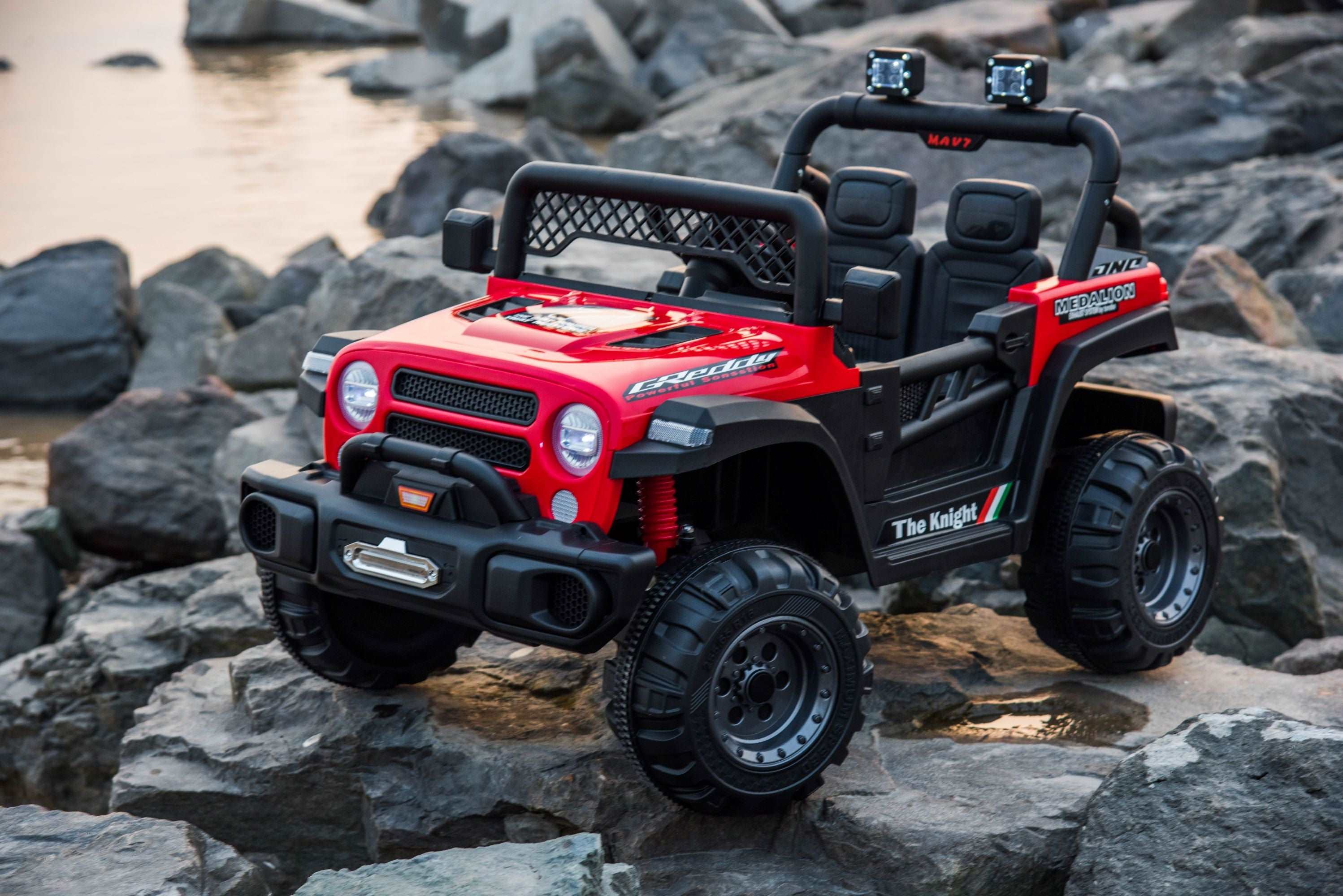 Jeep 12V Kids Ride On Car Toy with Open Doors, Realistic Lights and Remote Control - Image 11