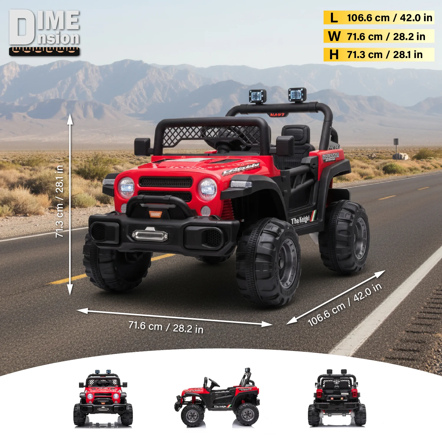 Jeep 12V Kids Ride On Car Toy with Open Doors, Realistic Lights and Remote Control - Image 4