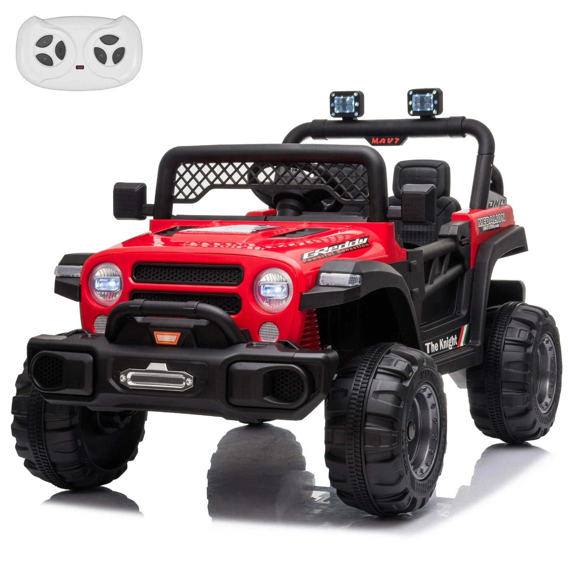 Jeep 12V Kids Ride On Car Toy with Open Doors, Realistic Lights and Remote Control - Image 7