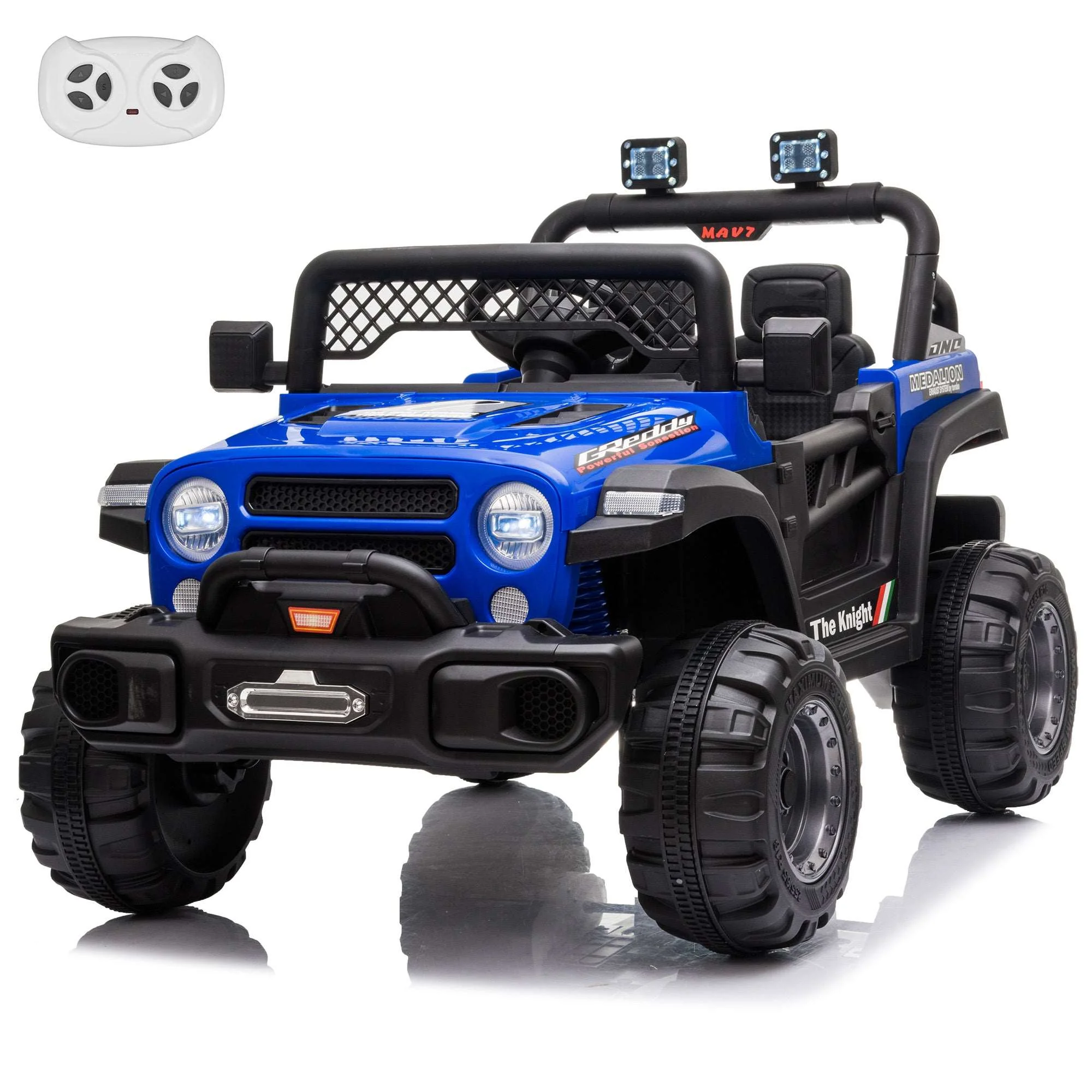 Jeep 12V Kids Ride On Car Toy with Open Doors, Realistic Lights and Remote Control - Image 8