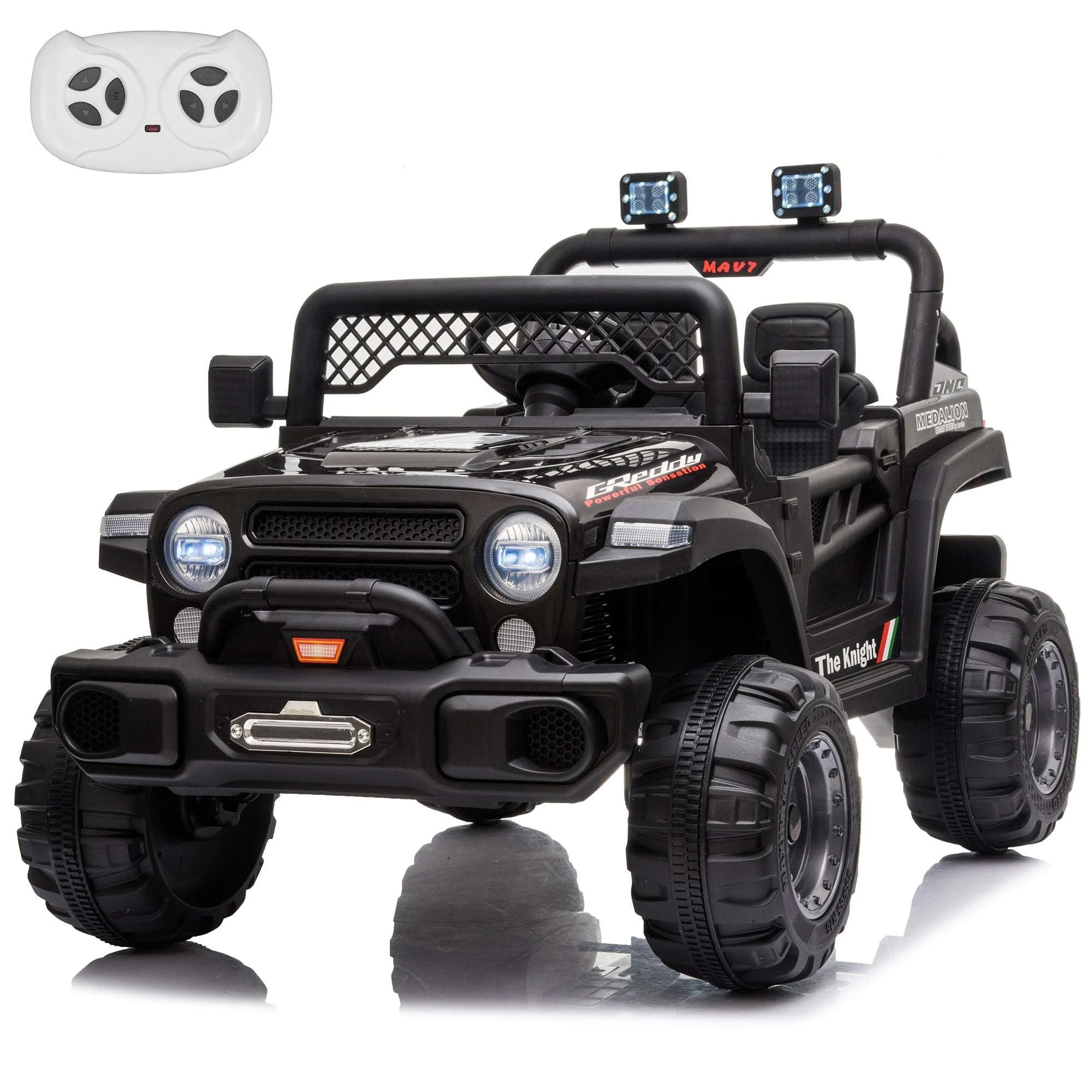 Jeep 12V Kids Ride On Car Toy with Open Doors, Realistic Lights and Remote Control - Image 9
