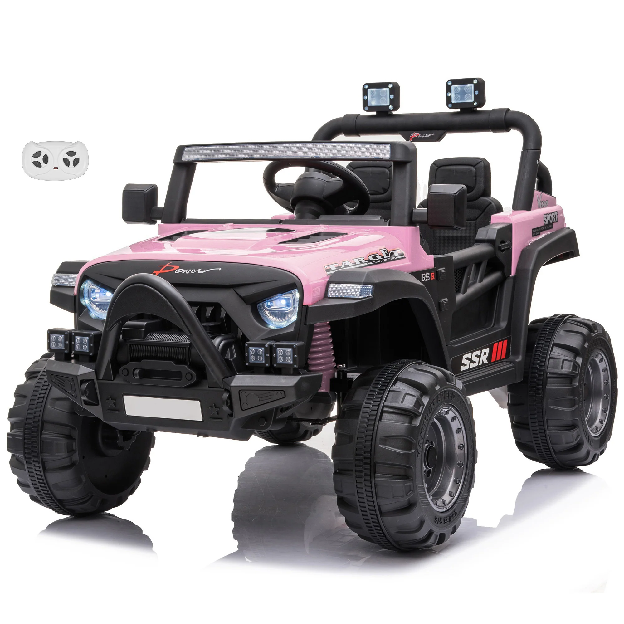 Jeep with Angry Face Grill 12V Kids Ride On Car Toy with Open Doors, Realistic Lights and Remote Control - Image 10