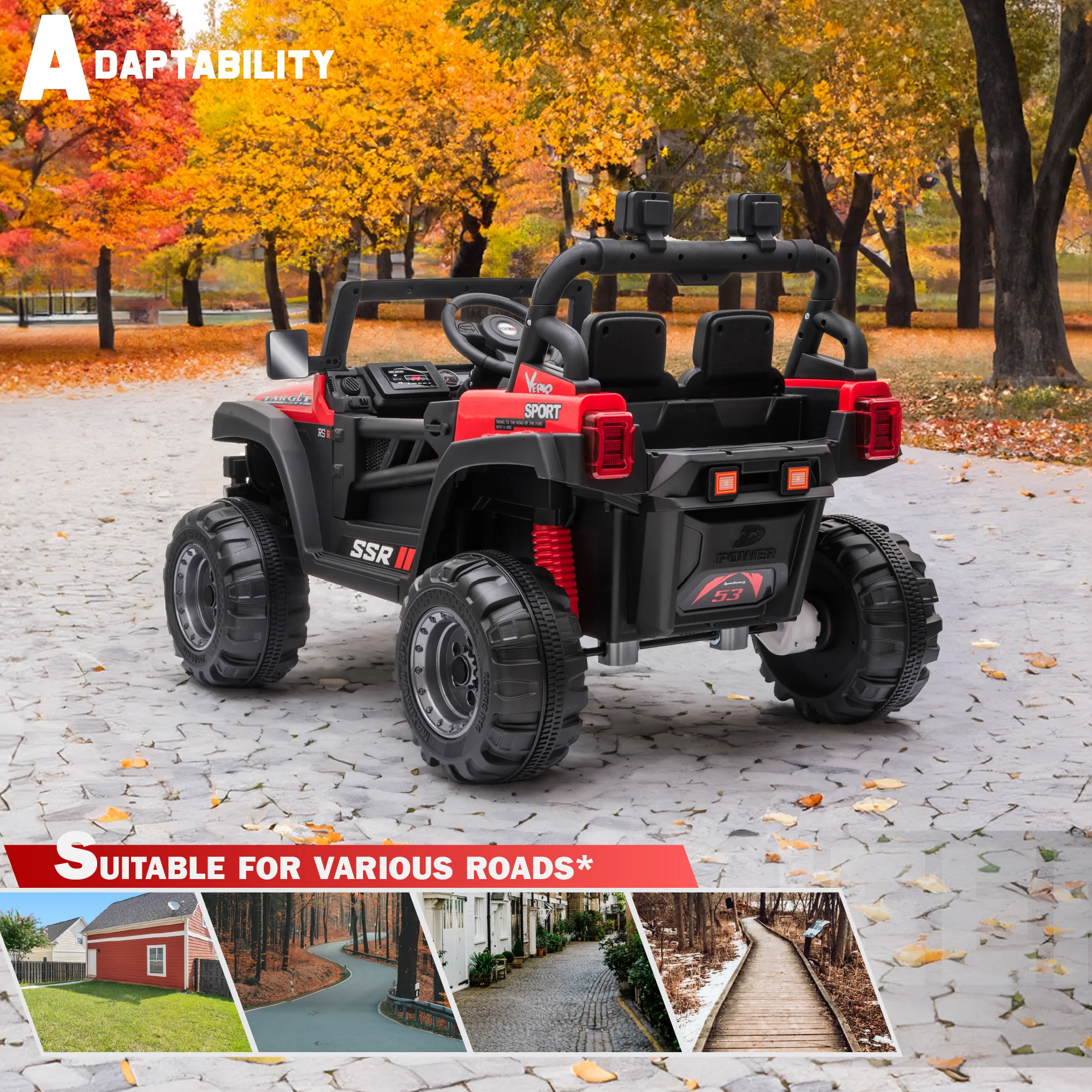 Jeep with Angry Face Grill 12V Kids Ride On Car Toy with Open Doors, Realistic Lights and Remote Control - Image 7