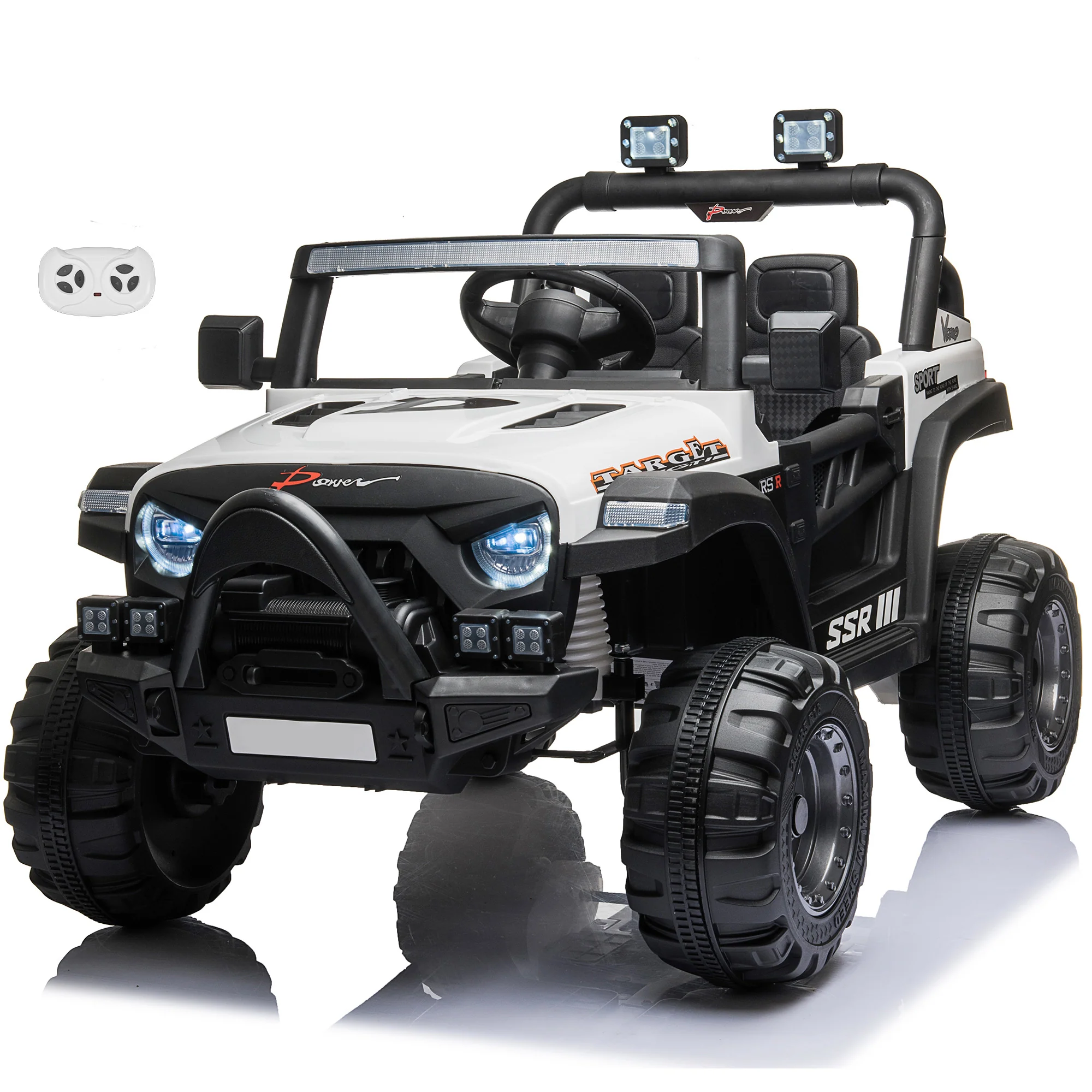 Jeep with Angry Face Grill 12V Kids Ride On Car Toy with Open Doors, Realistic Lights and Remote Control - Image 8
