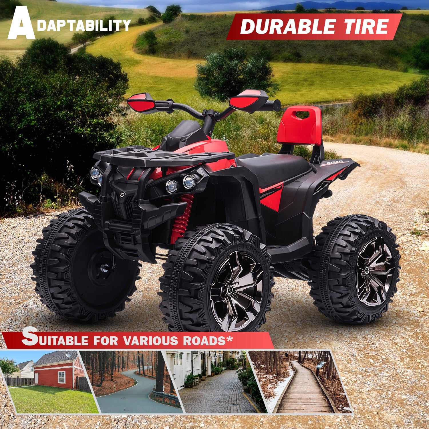 12V Kids Electric ATV Ride-On Toy – 4-Wheel Outdoor Quad with Music & Lights - Image 5