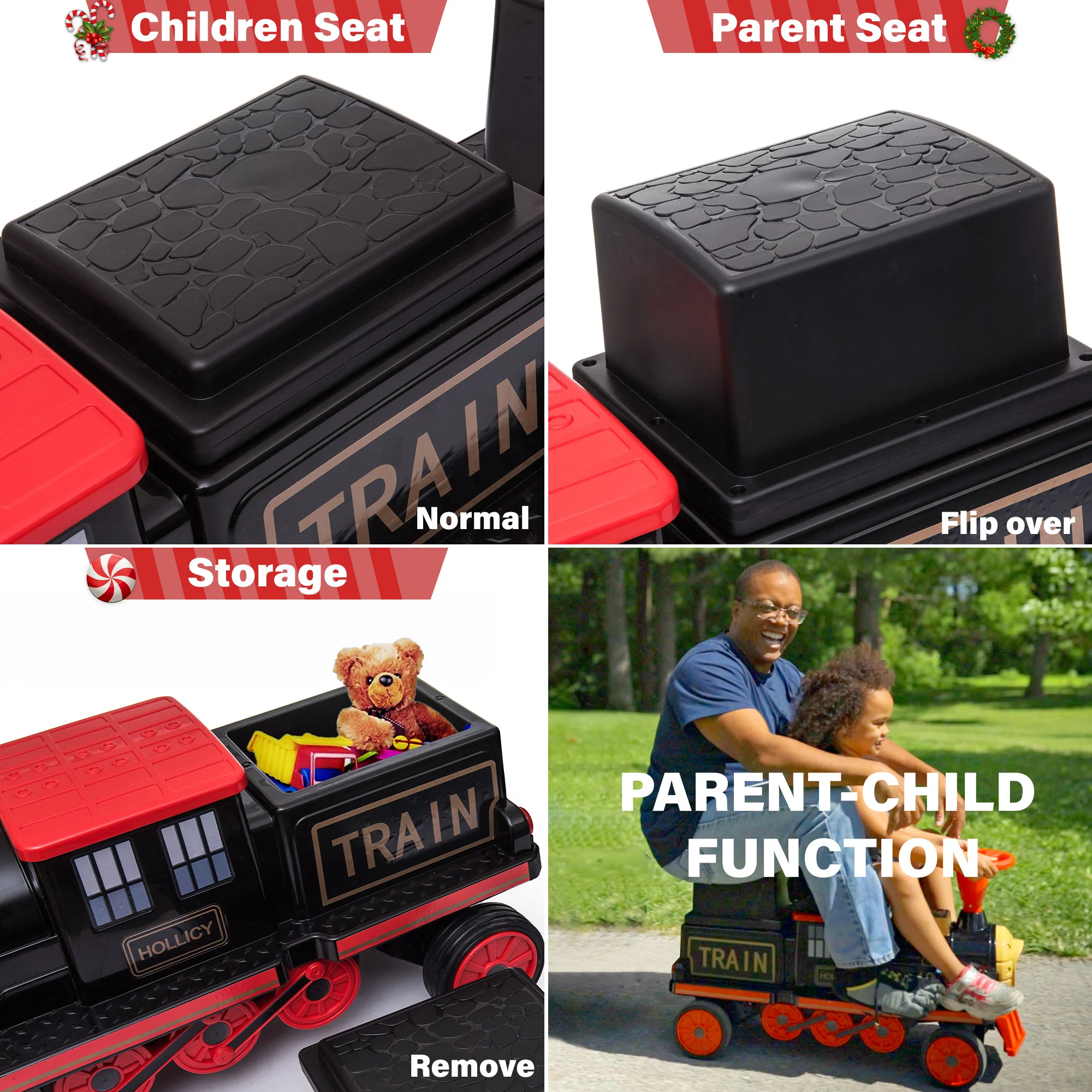 Locomotive Train 12V Ride on Train Car Toy for Kids and Parents with Carriage - 2 Seater/2+ Seater - Image 10