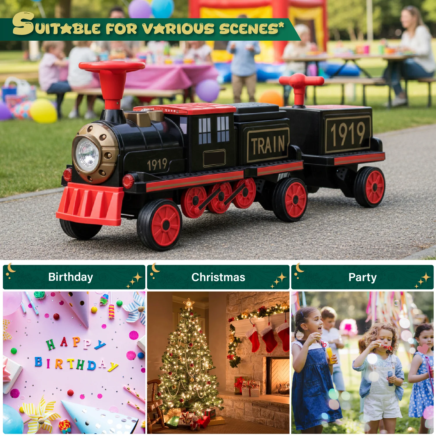 Locomotive Train 12V Ride on Train Car Toy for Kids and Parents with Carriage - 2 Seater/2+ Seater - Image 5