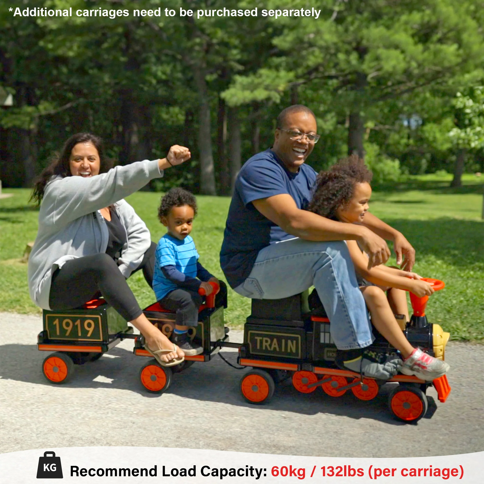 Locomotive Train 12V Ride on Train Car Toy for Kids and Parents with Carriage - 2 Seater/2+ Seater - Image 8