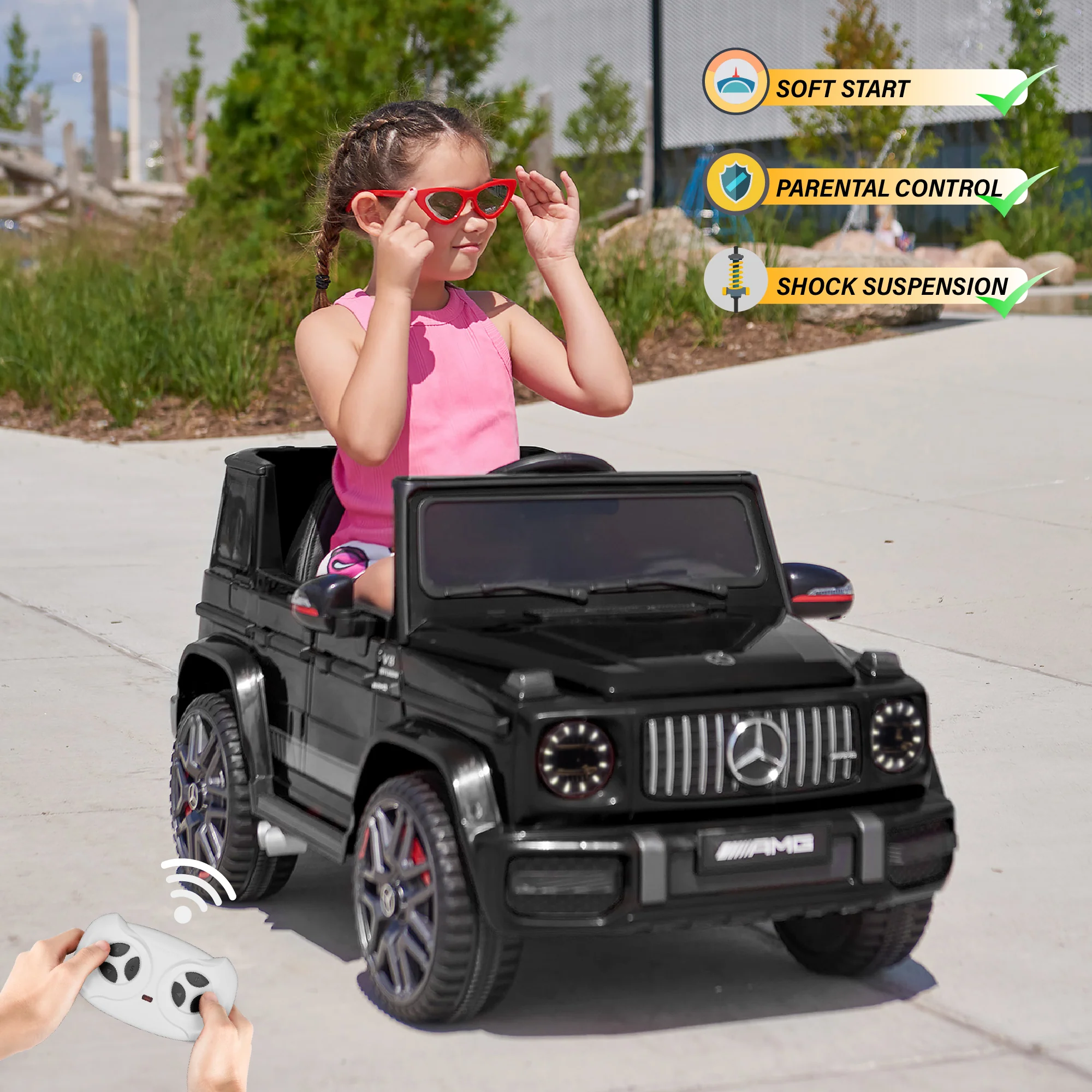 Licensed 12V Mercedes-Benz AMG G63 Kids Ride-On Car with Remote Control & Leather Seat - Image 6