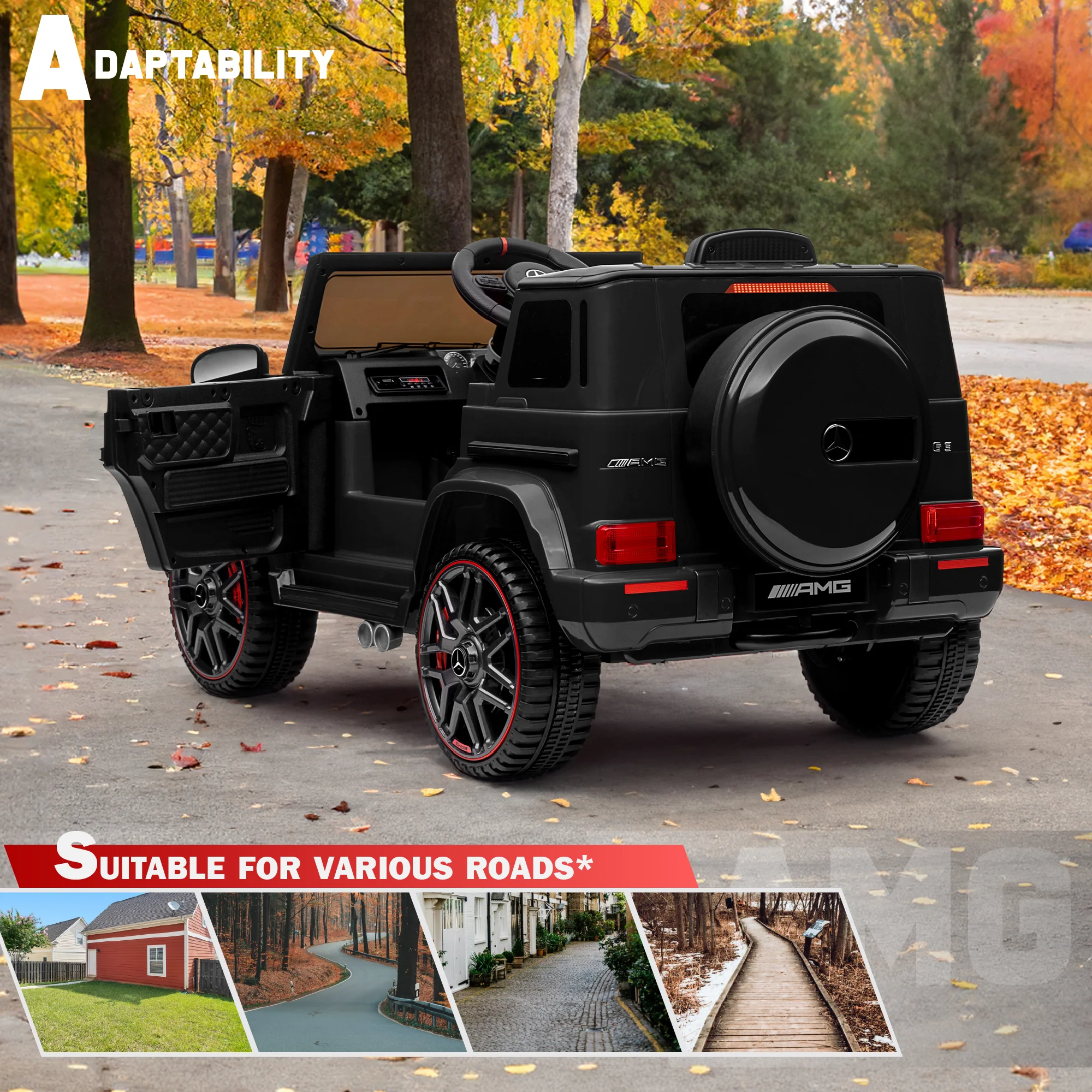 Licensed 12V Mercedes-Benz AMG G63 Kids Ride-On Car with Remote Control & Leather Seat - Image 7