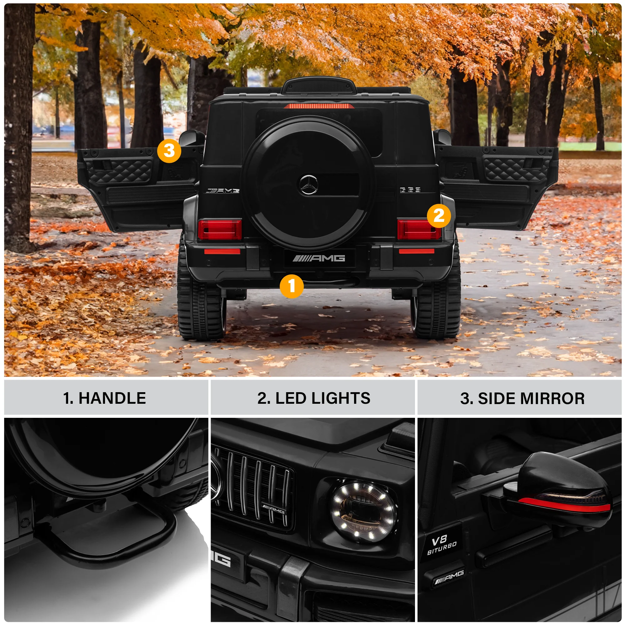 Licensed 12V Mercedes-Benz AMG G63 Kids Ride-On Car with Remote Control & Leather Seat - Image 8