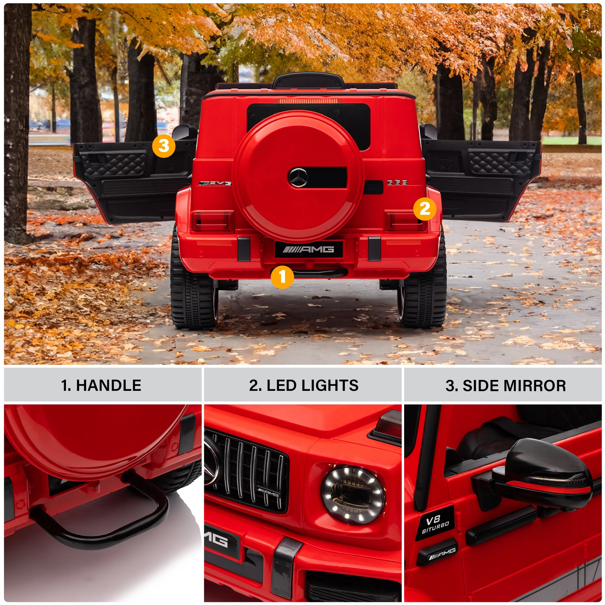 Licensed 12V Mercedes-Benz AMG G63 Kids Ride-On Car with Remote Control & Leather Seat - Image 9