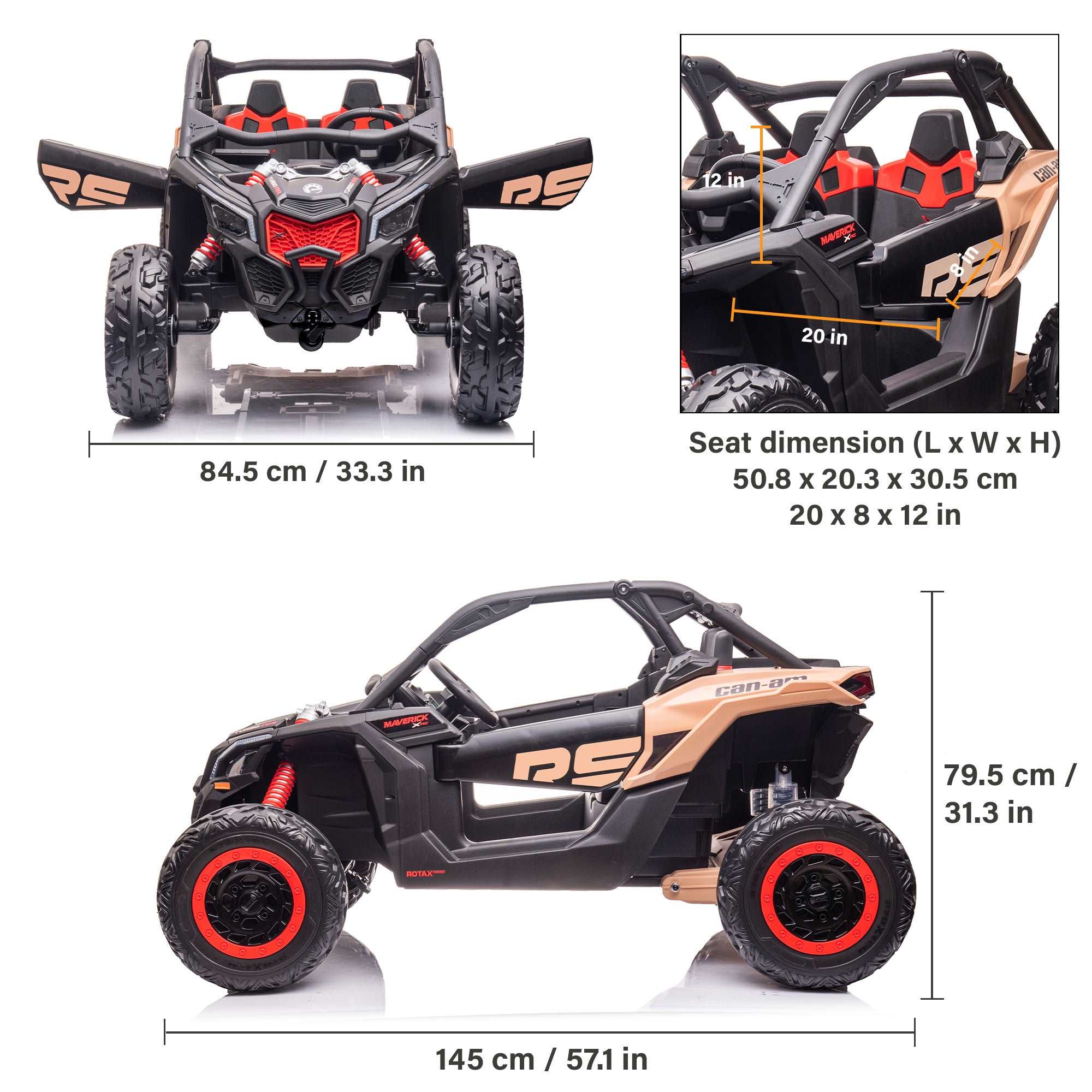 24V Licensed BRP Can-Am Maverick 4WD 2 Seater Kids Ride-On UTV - Image 6