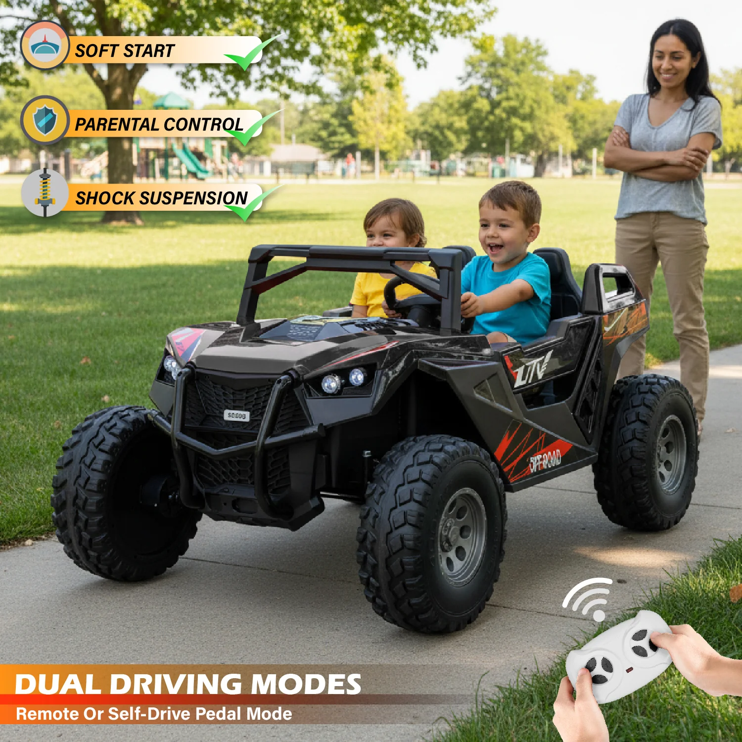 High-Speed 24V 2 Seater Kids Ride-On Dune Buggy – 15 km/h, EVA Tires & Parental Remote - Image 4
