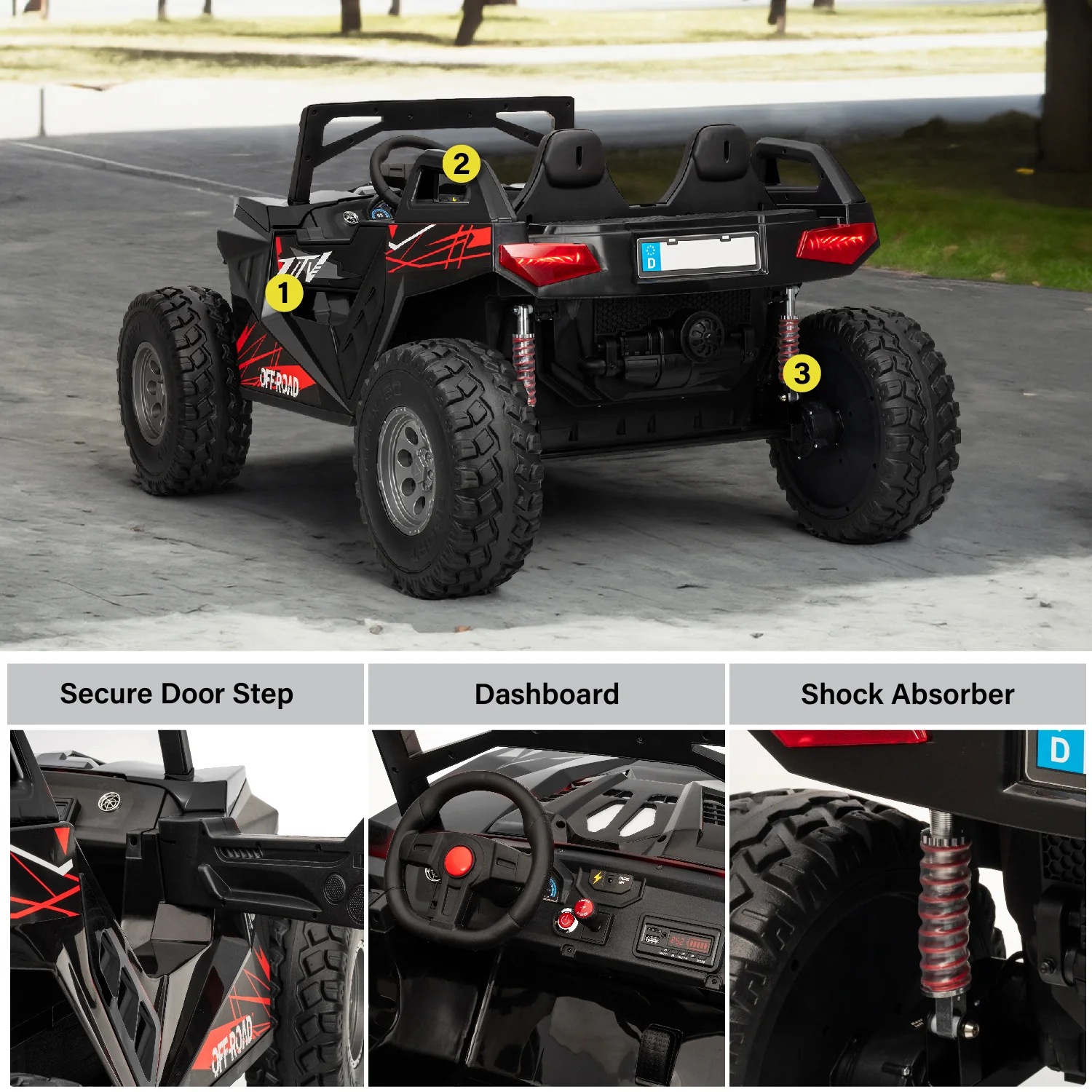 High-Speed 24V 2 Seater Kids Ride-On Dune Buggy – 15 km/h, EVA Tires & Parental Remote - Image 9