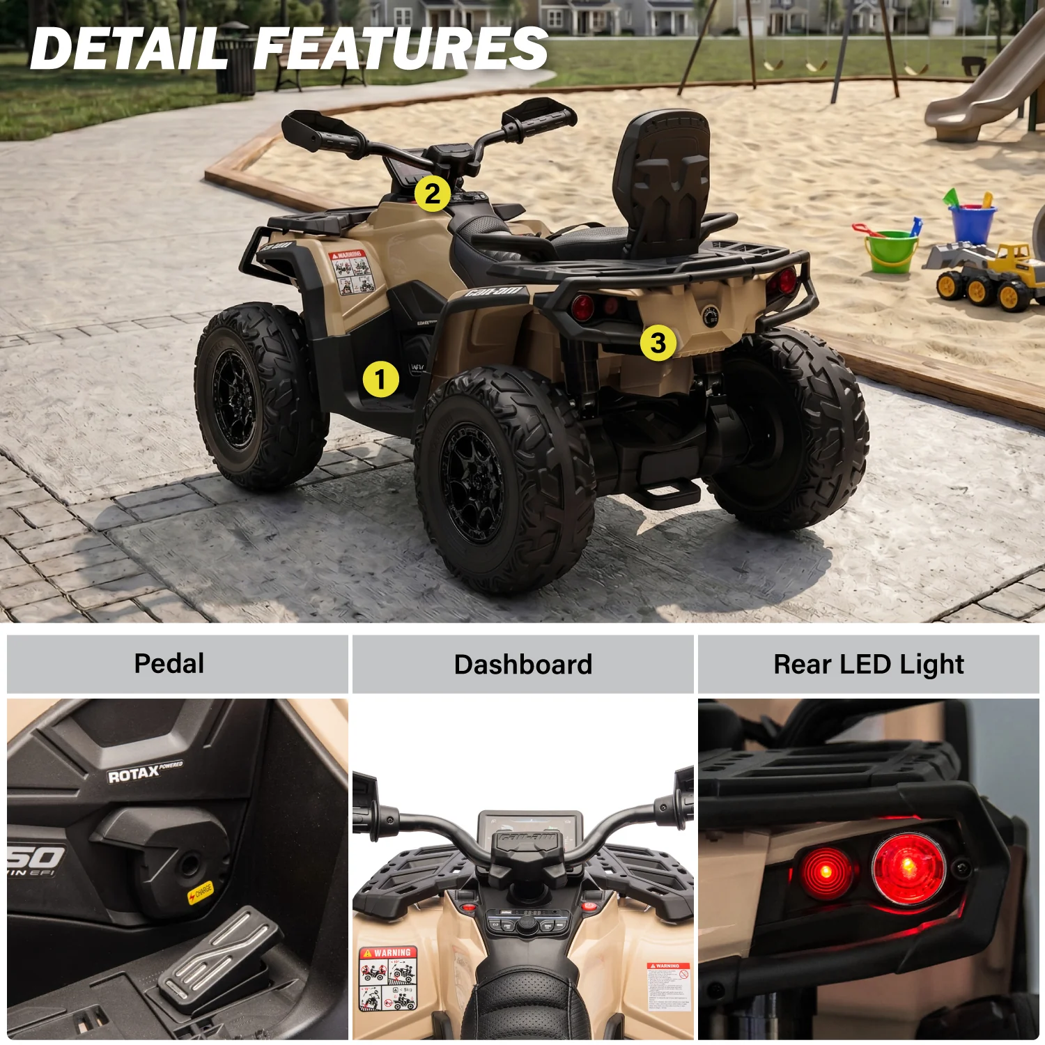 24V Licensed BRP Can-Am Outlander 2 Seater Kids Ride-On ATV - Image 10