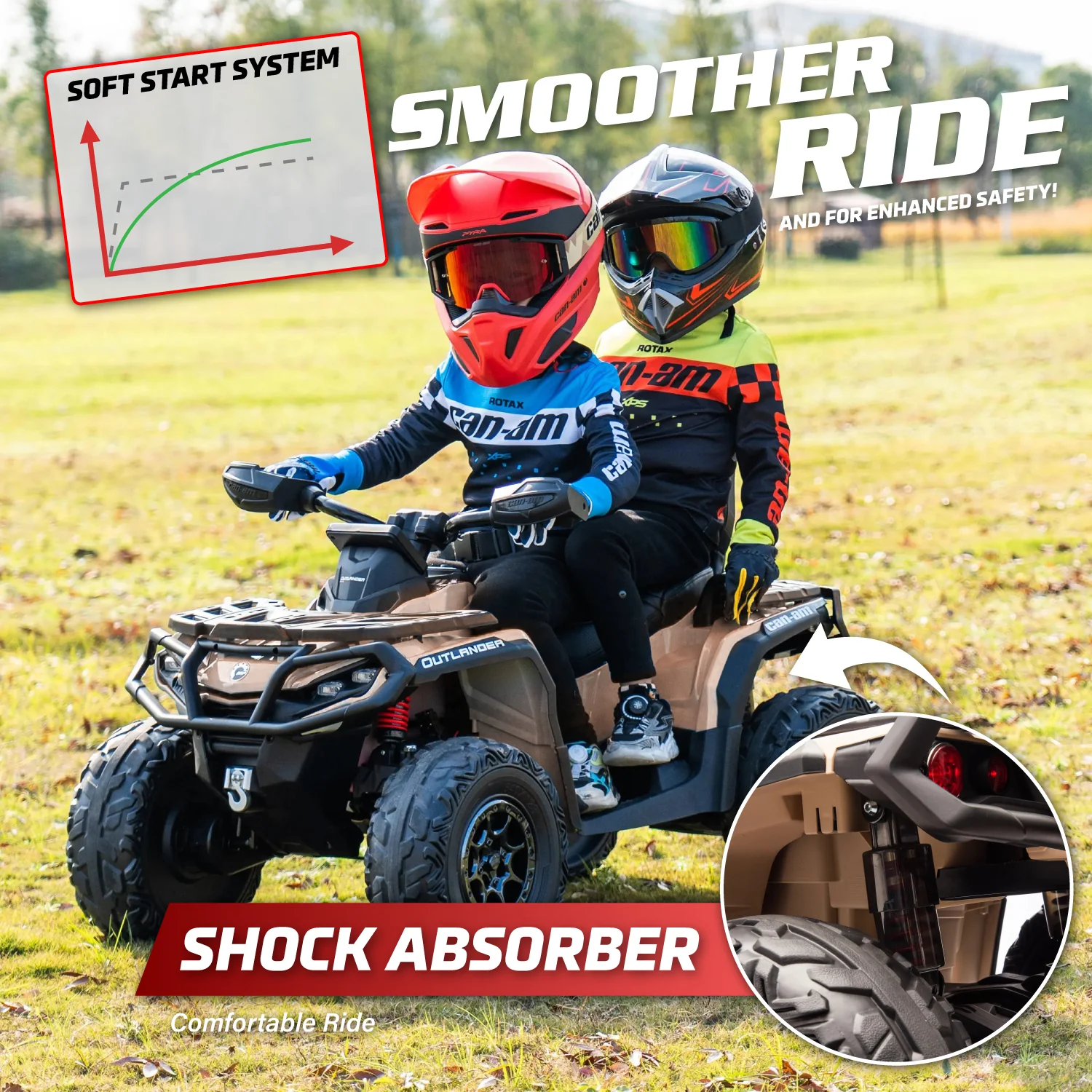 24V Licensed BRP Can-Am Outlander 2 Seater Kids Ride-On ATV - Image 6