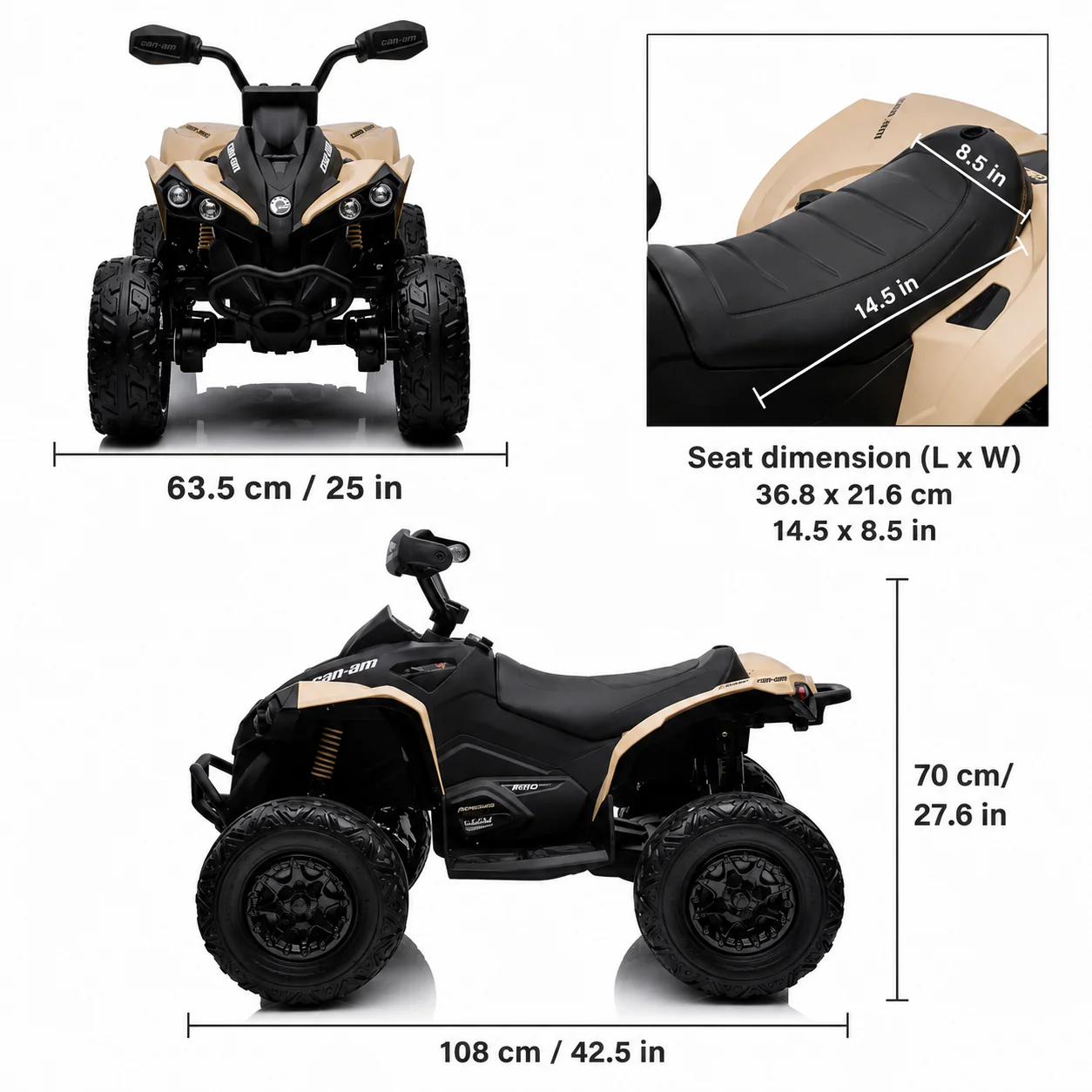 24V Licensed BRP Can-Am Renegade Kids Ride-On ATV with EVA Tires - Image 5