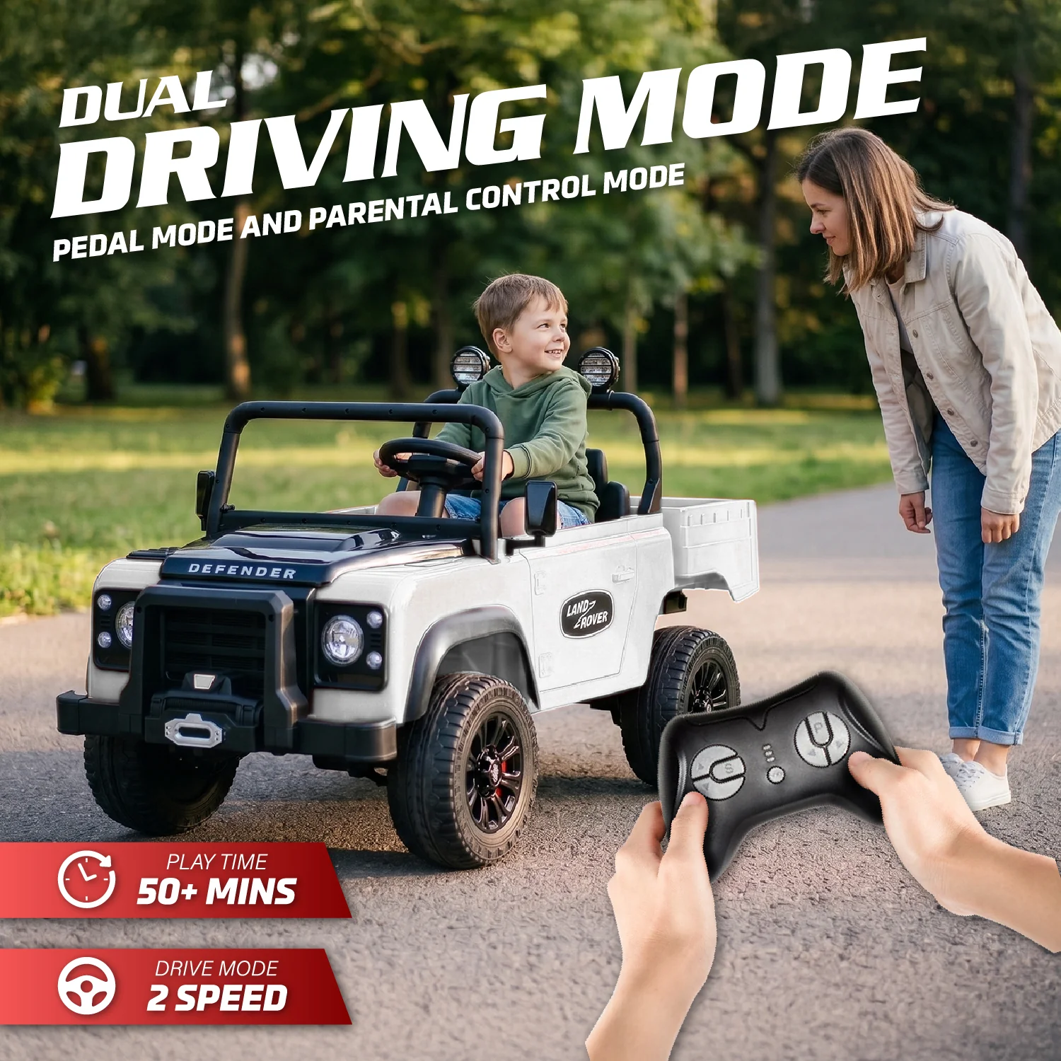 Official Licensed Classic Land Rover Defender 24V 2 Seater Kids Ride-On Car with Remote Control - Image 10
