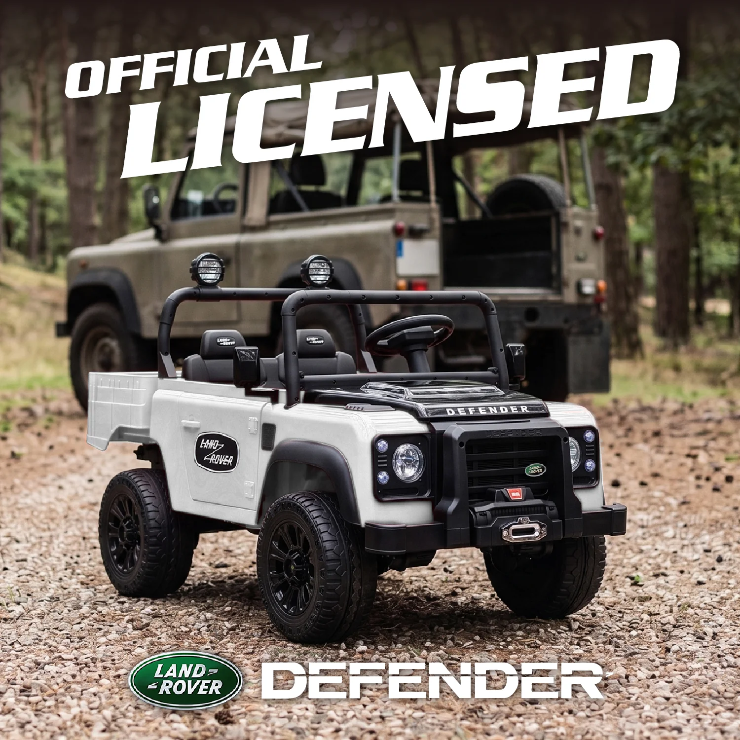 Official Licensed Classic Land Rover Defender 24V 2 Seater Kids Ride-On Car with Remote Control - Image 3