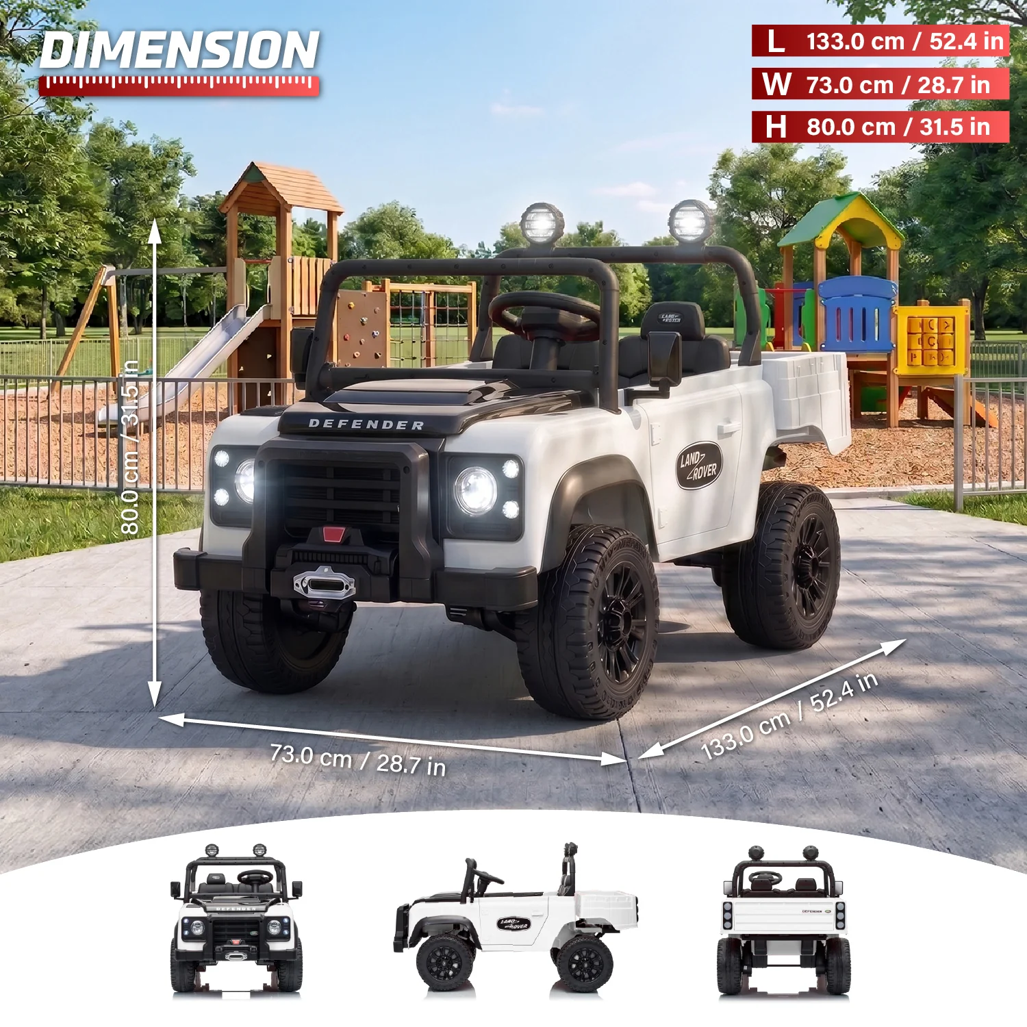 Official Licensed Classic Land Rover Defender 24V 2 Seater Kids Ride-On Car with Remote Control - Image 5
