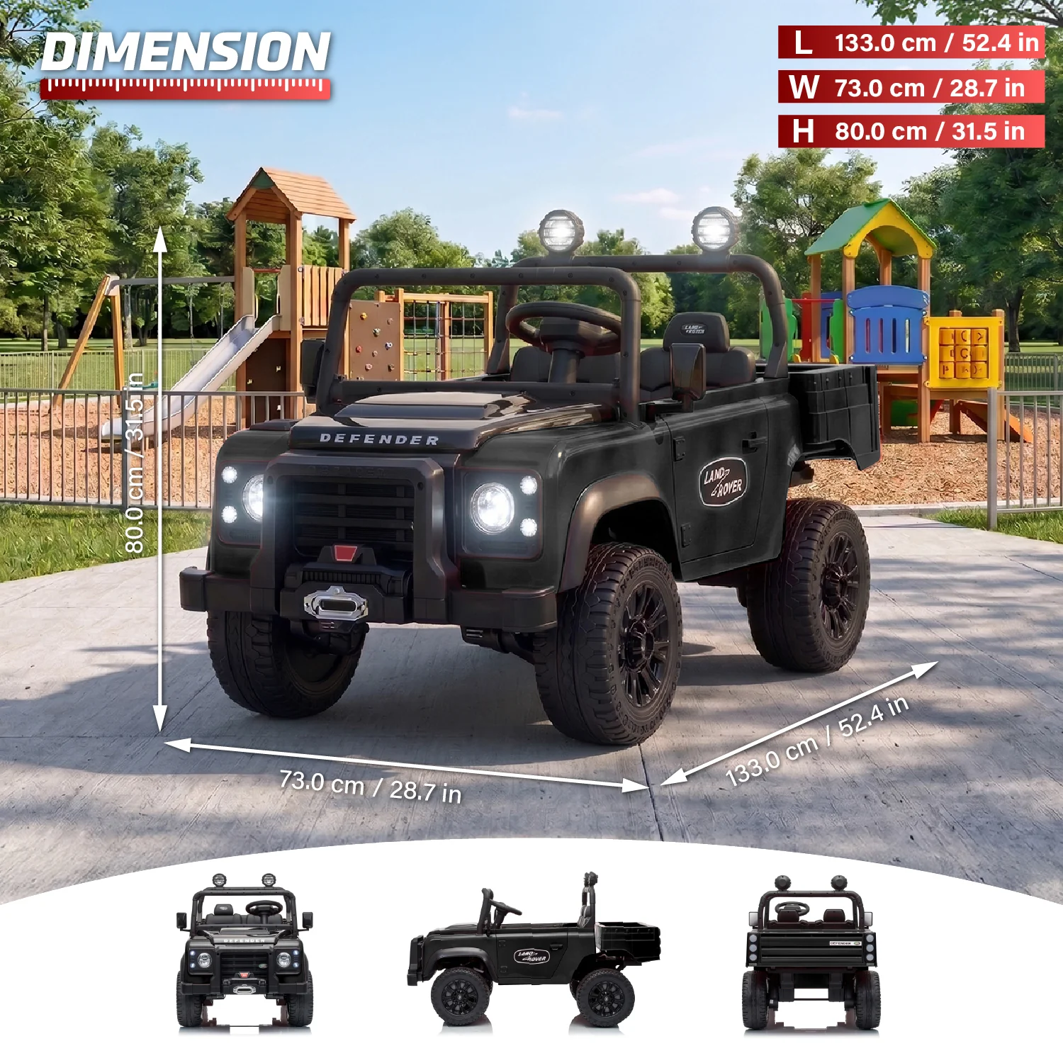 Official Licensed Classic Land Rover Defender 24V 2 Seater Kids Ride-On Car with Remote Control - Image 6