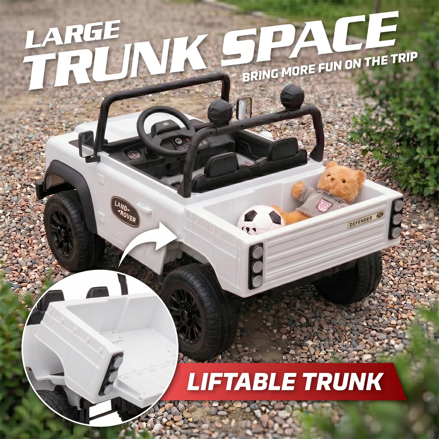 Official Licensed Classic Land Rover Defender 24V 2 Seater Kids Ride-On Car with Remote Control - Image 9