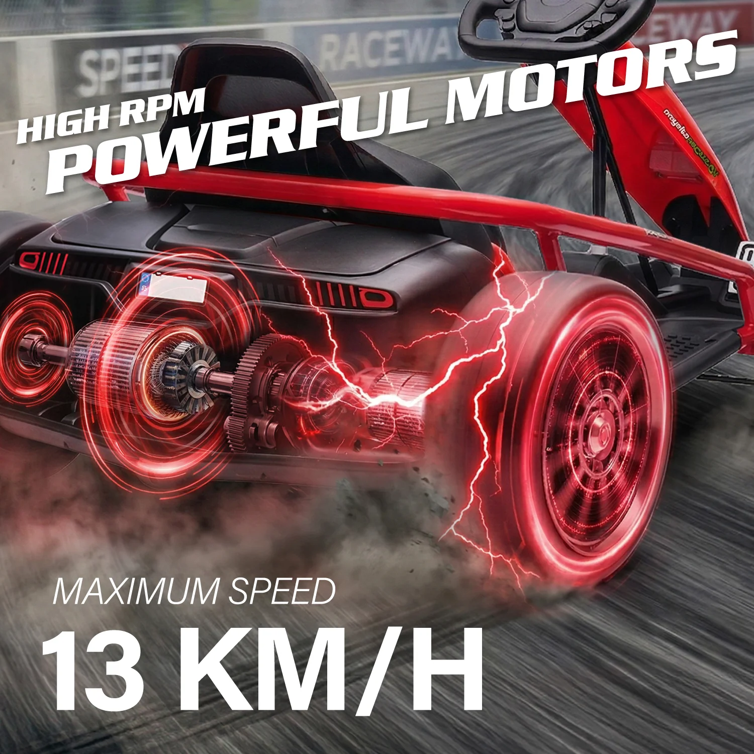 Go Kart 24V High-Speed Outdoor Racer Drifter with Seat Belt [Upgraded Design] - Image 7