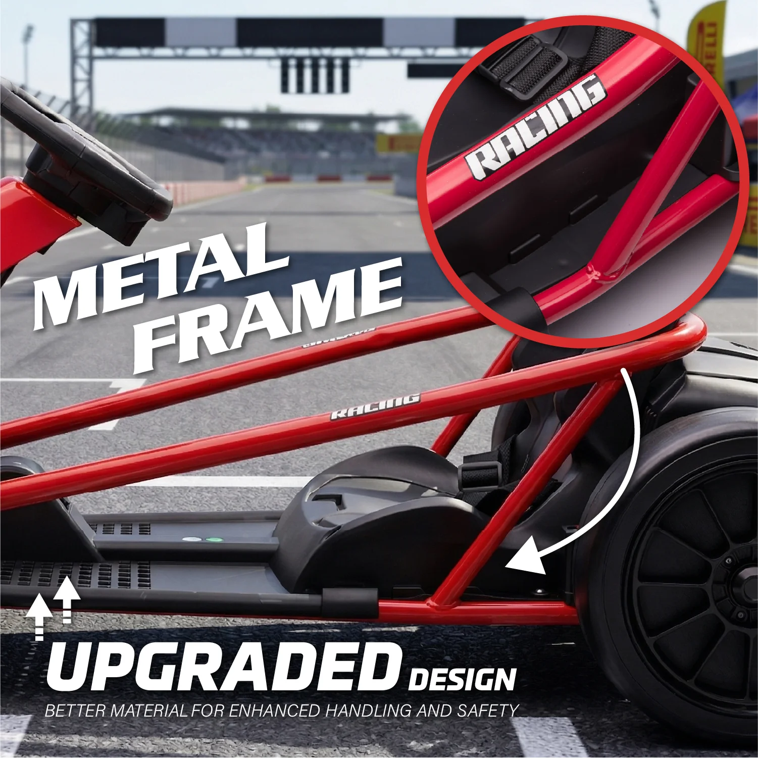 Go Kart 24V High-Speed Outdoor Racer Drifter with Seat Belt [Upgraded Design] - Image 8