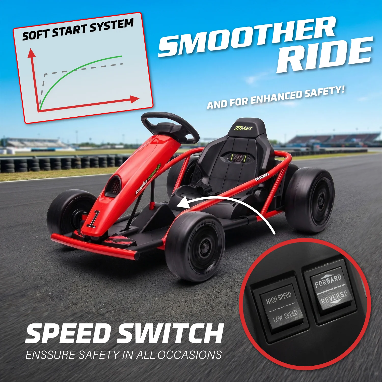 Go Kart 24V High-Speed Outdoor Racer Drifter with Seat Belt [Upgraded Design] - Image 9