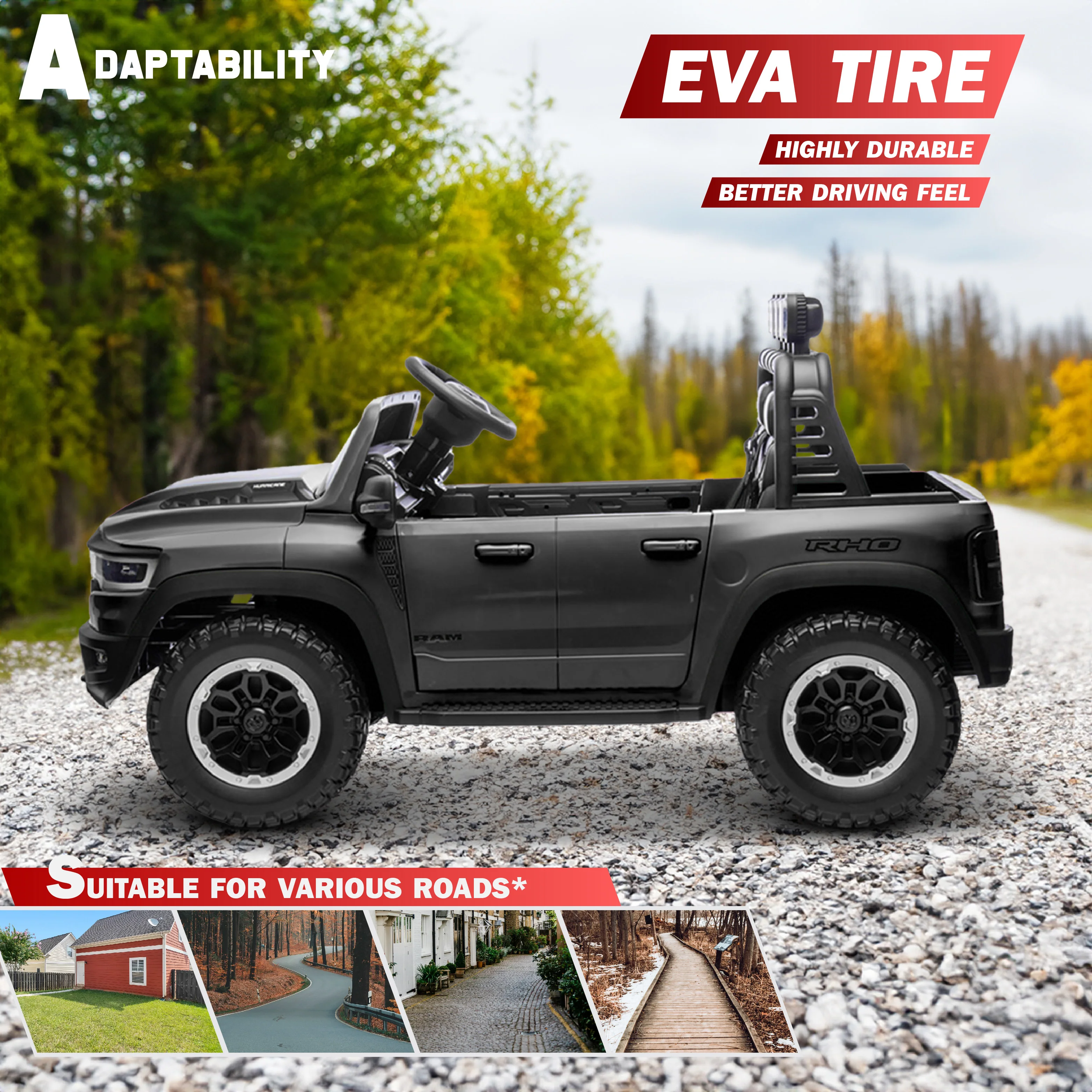 Voltz Toys Licensed RAM 1500 RHO 2 Seater Electric Car, 24V Ride on Car for Big Kids with Remote Control, EVA Tires, Toddler Ride on Toy w/4 Wheels Suspension, LED Lights, Soft Start Function - Image 12