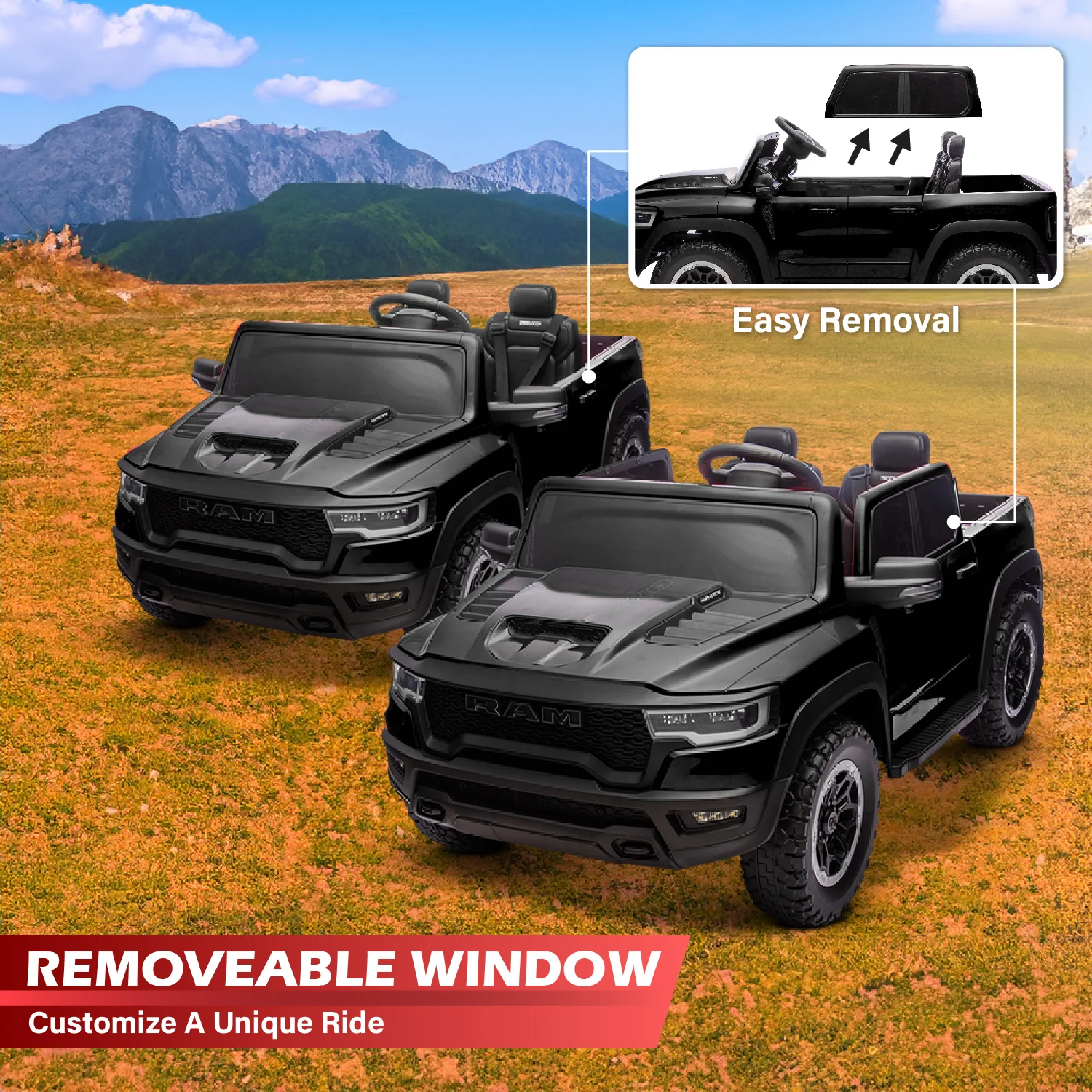 Voltz Toys Licensed RAM 1500 RHO 2 Seater Electric Car, 24V Ride on Car for Big Kids with Remote Control, EVA Tires, Toddler Ride on Toy w/4 Wheels Suspension, LED Lights, Soft Start Function - Image 17