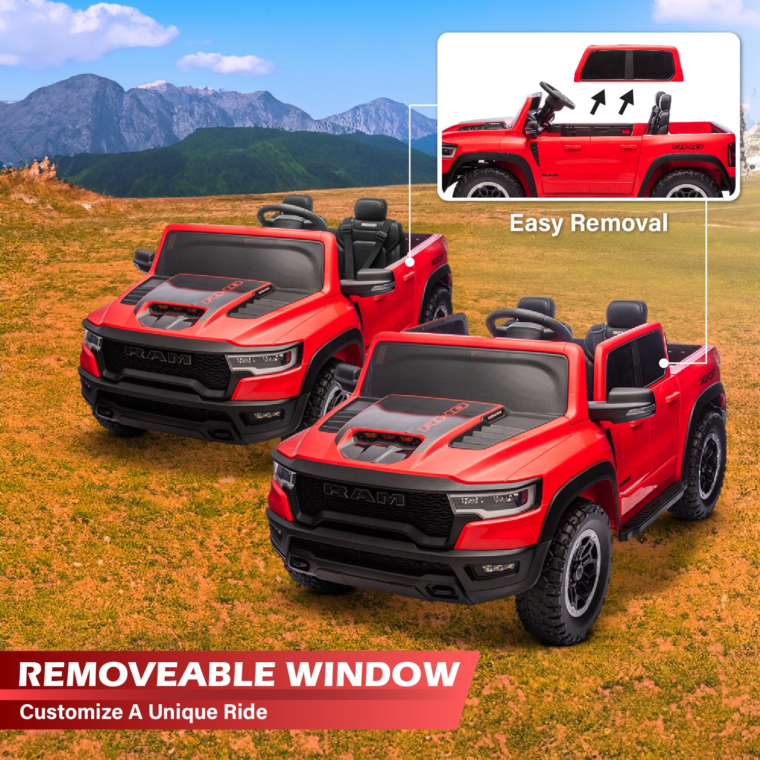 Voltz Toys Licensed RAM 1500 RHO 2 Seater Electric Car, 24V Ride on Car for Big Kids with Remote Control, EVA Tires, Toddler Ride on Toy w/4 Wheels Suspension, LED Lights, Soft Start Function - Image 22
