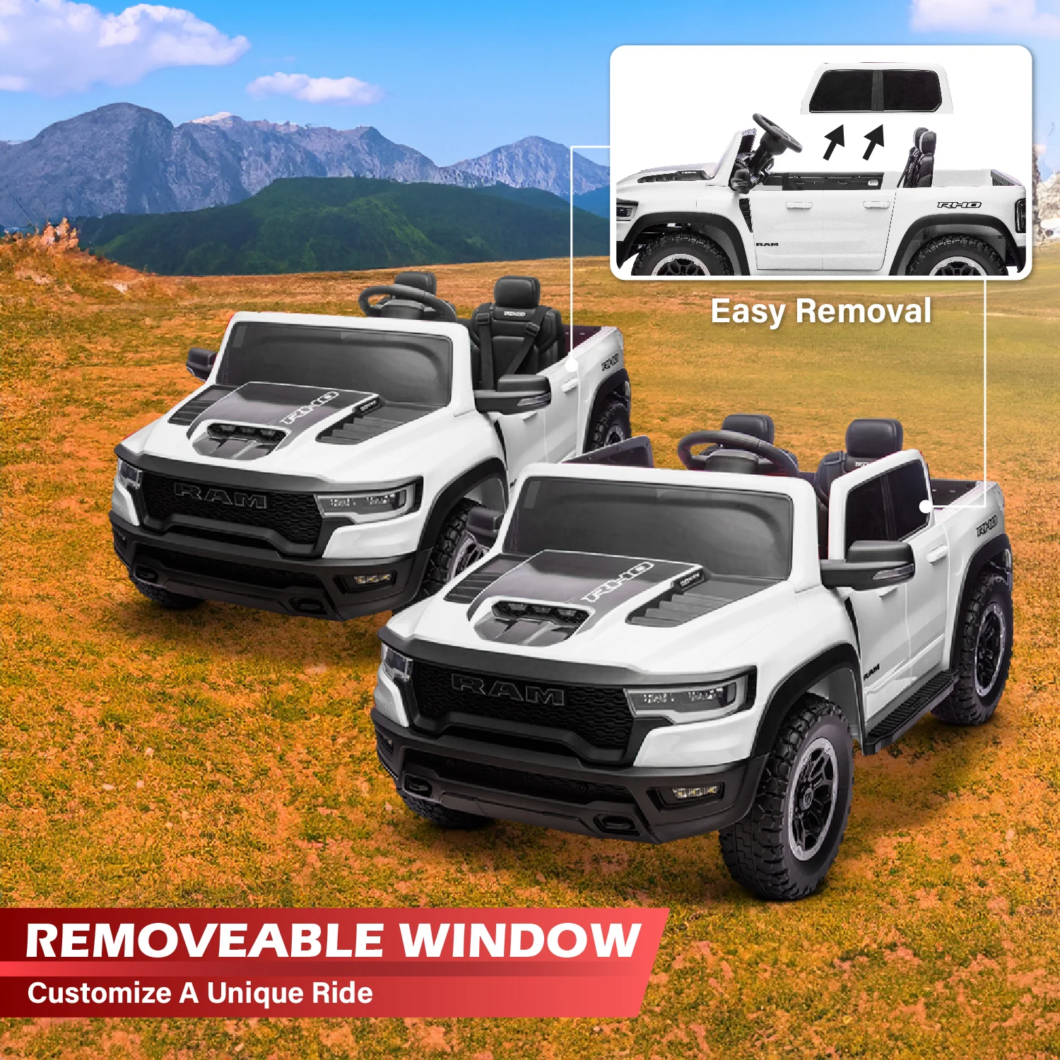 Voltz Toys Licensed RAM 1500 RHO 2 Seater Electric Car, 24V Ride on Car for Big Kids with Remote Control, EVA Tires, Toddler Ride on Toy w/4 Wheels Suspension, LED Lights, Soft Start Function - Image 25