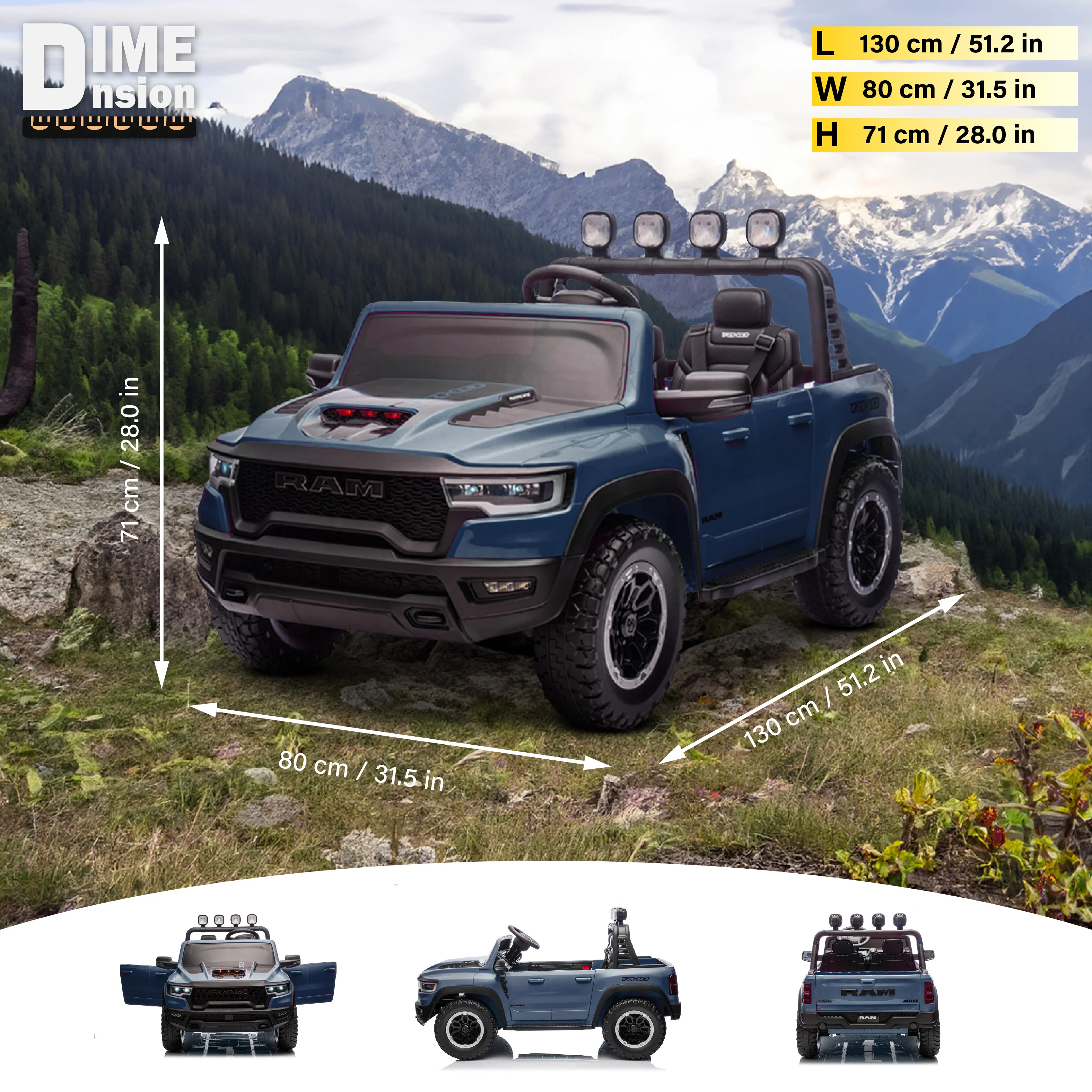 Voltz Toys Licensed RAM 1500 RHO 2 Seater Electric Car, 24V Ride on Car for Big Kids with Remote Control, EVA Tires, Toddler Ride on Toy w/4 Wheels Suspension, LED Lights, Soft Start Function - Image 8