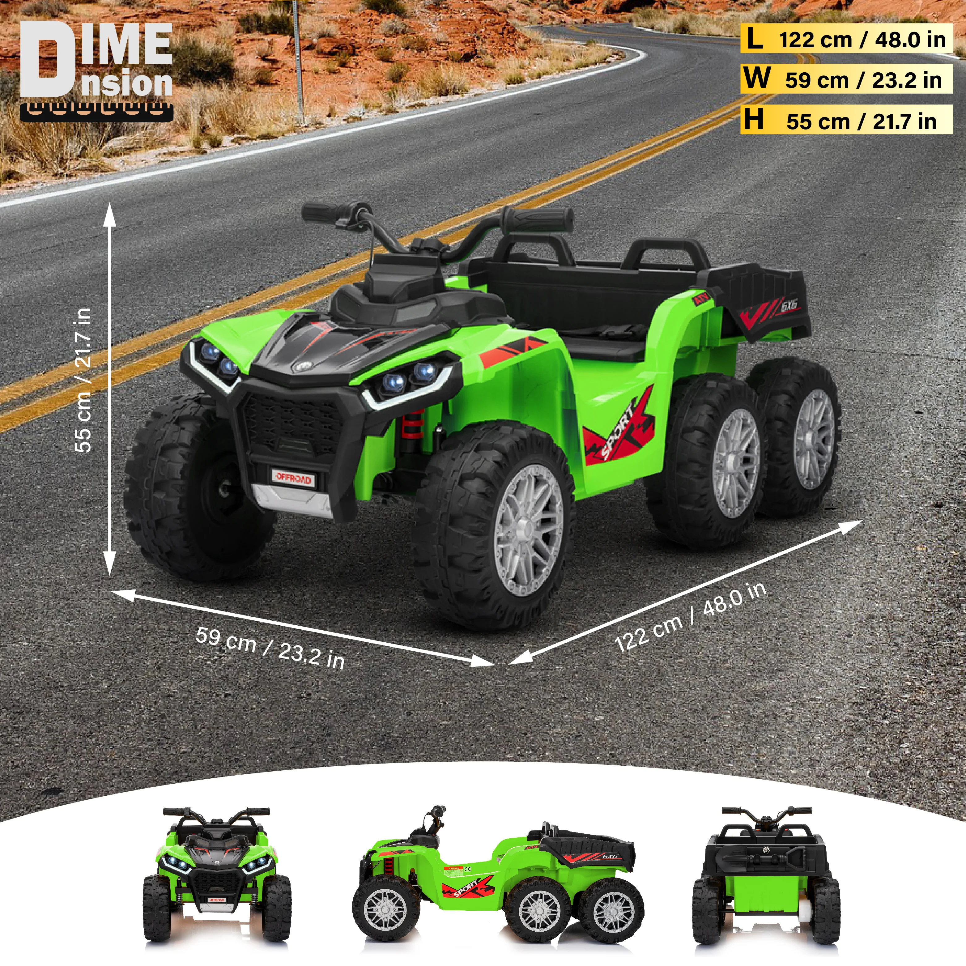24V 6-Wheel Ride-On ATV Tractor for Kids – 2 Seater Remote Controlled Electric Farm Quad - Image 3