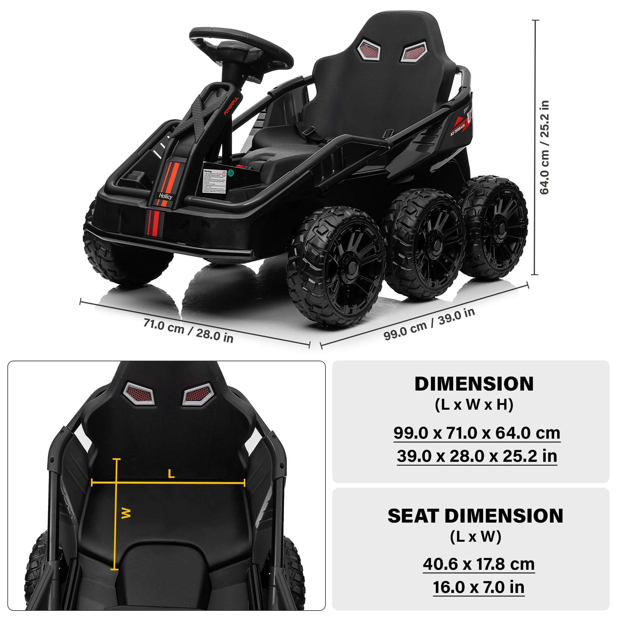 6 Wheel UTV 12V Ride on Car with Remote Control, EVA Tires - Image 4