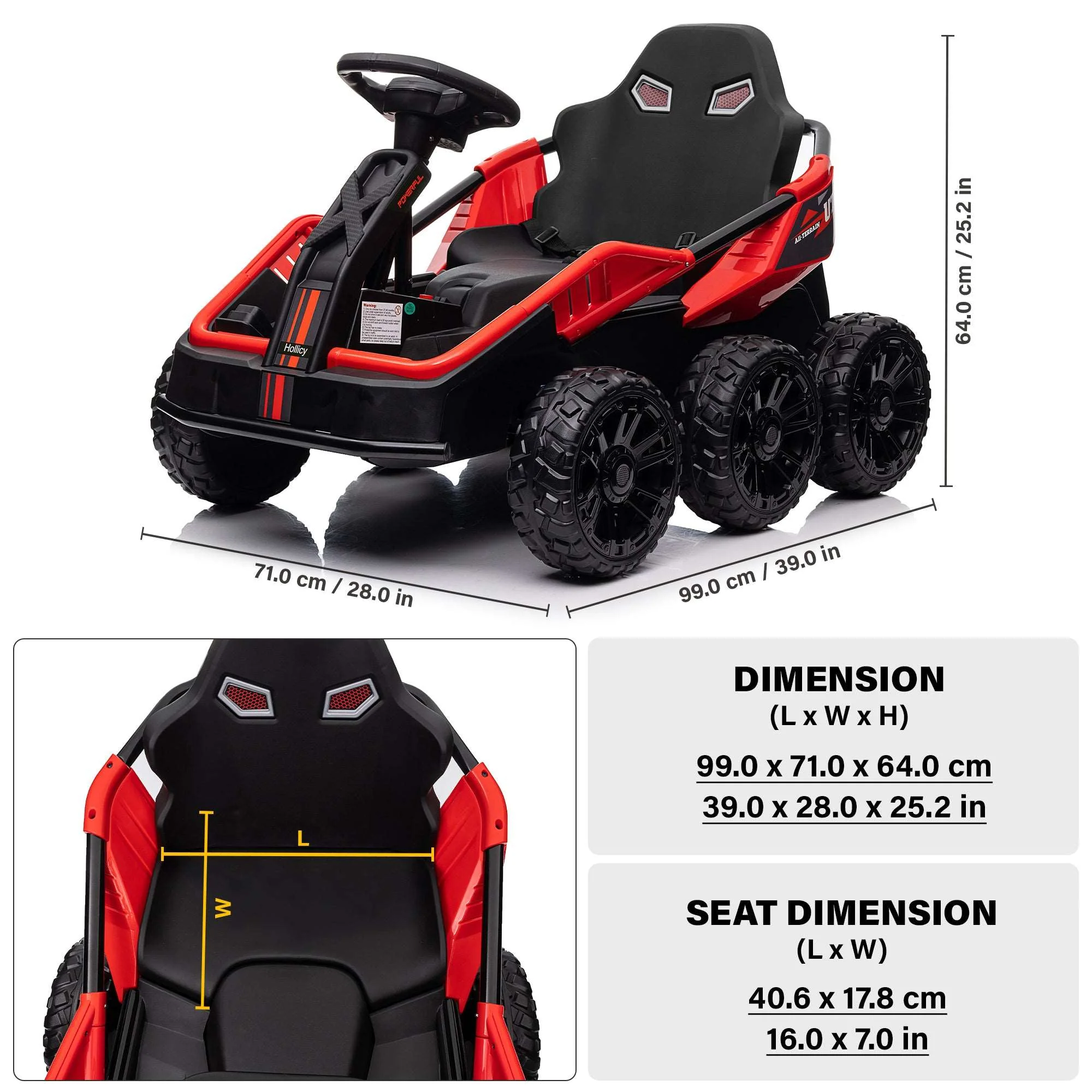 6 Wheel UTV 24V Ride on Car with Remote Control, 4WD, EVA Tires - Image 4